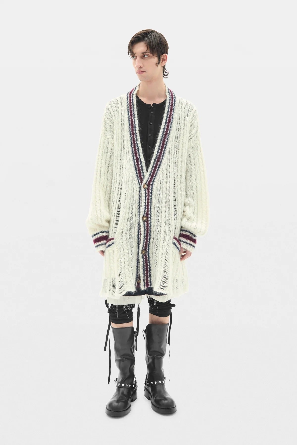 ULVER CABLE KNIT LADDER STITCH CARDIGAN WARM WHITE