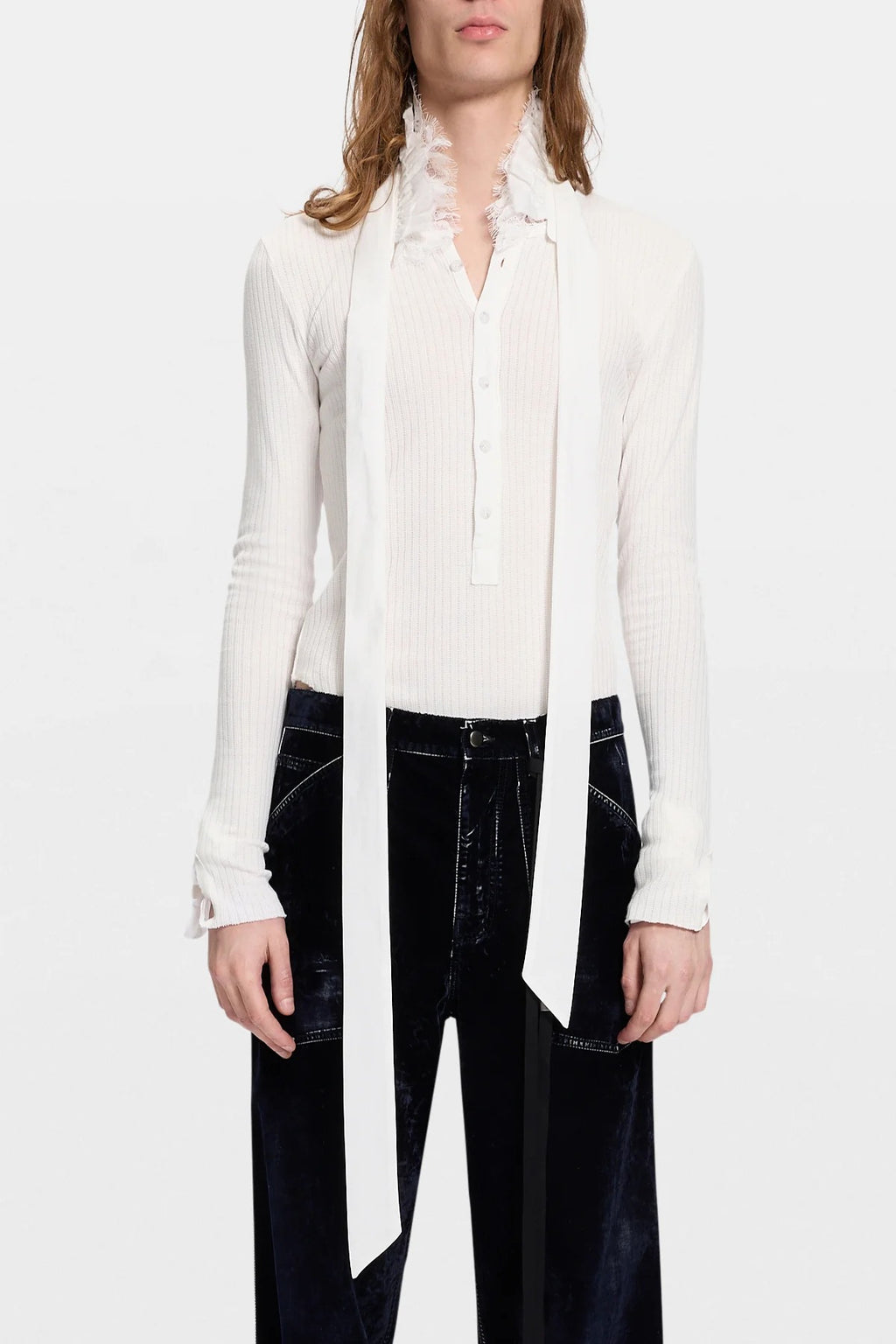 TOSTEN LACE RUFFLED COLLAR NATURAL WHITE
