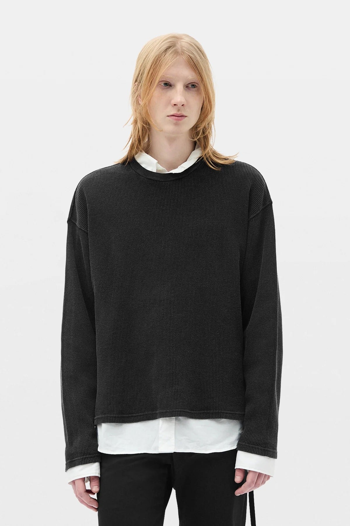 EMIL WAFFLE JERSEY T-SHIRT "THE VELVET EVENING" FADED BLACK