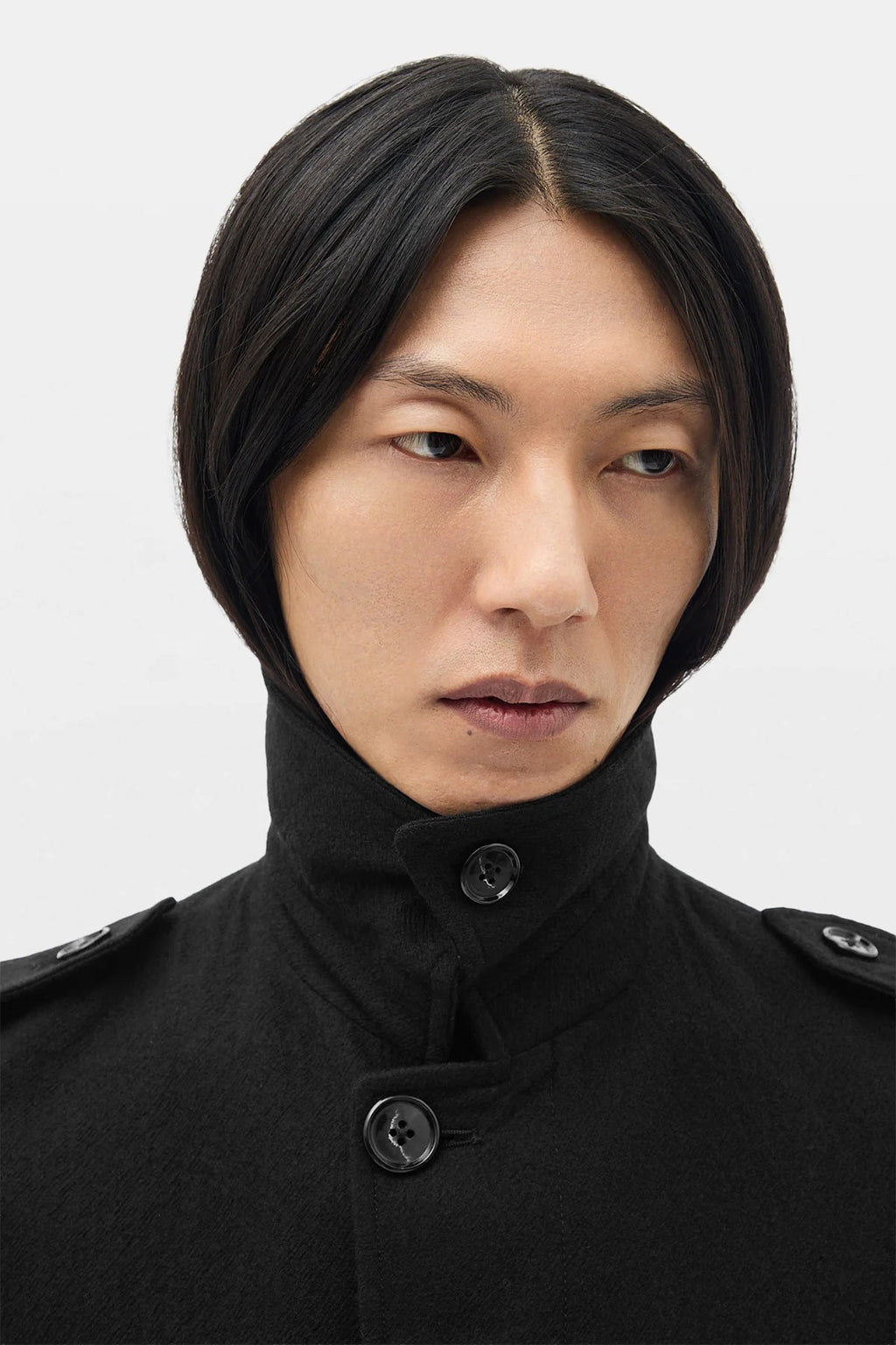 WILMER CAR COAT WITH LEATHER BELT BLACK