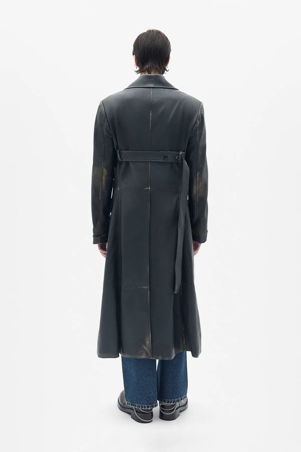 AILO X-LONG BELTED COAT BLACK/NUDE