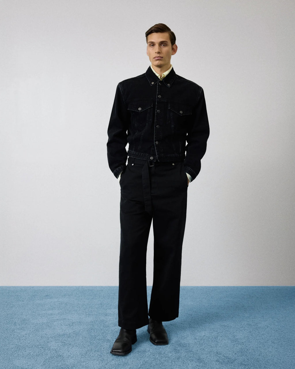 SHRUNKEN DENIM JACKET MAGNETITE