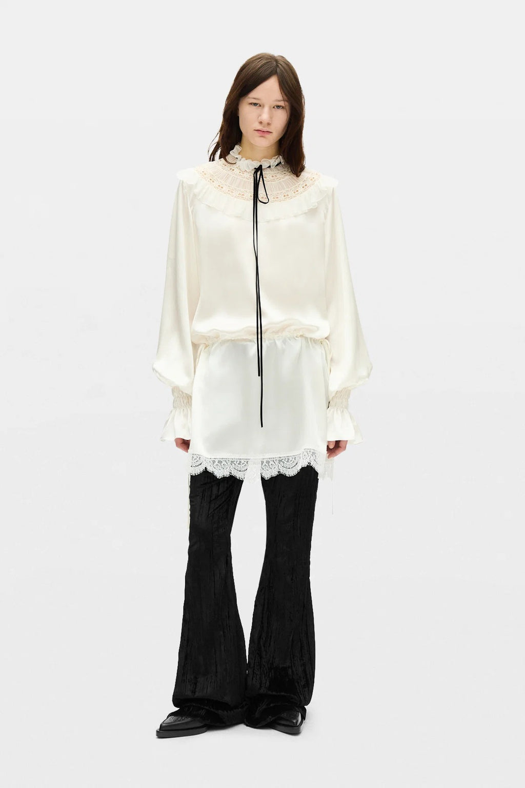 ARMIDA RUFFLE COLLAR MINI DRESS IVORY