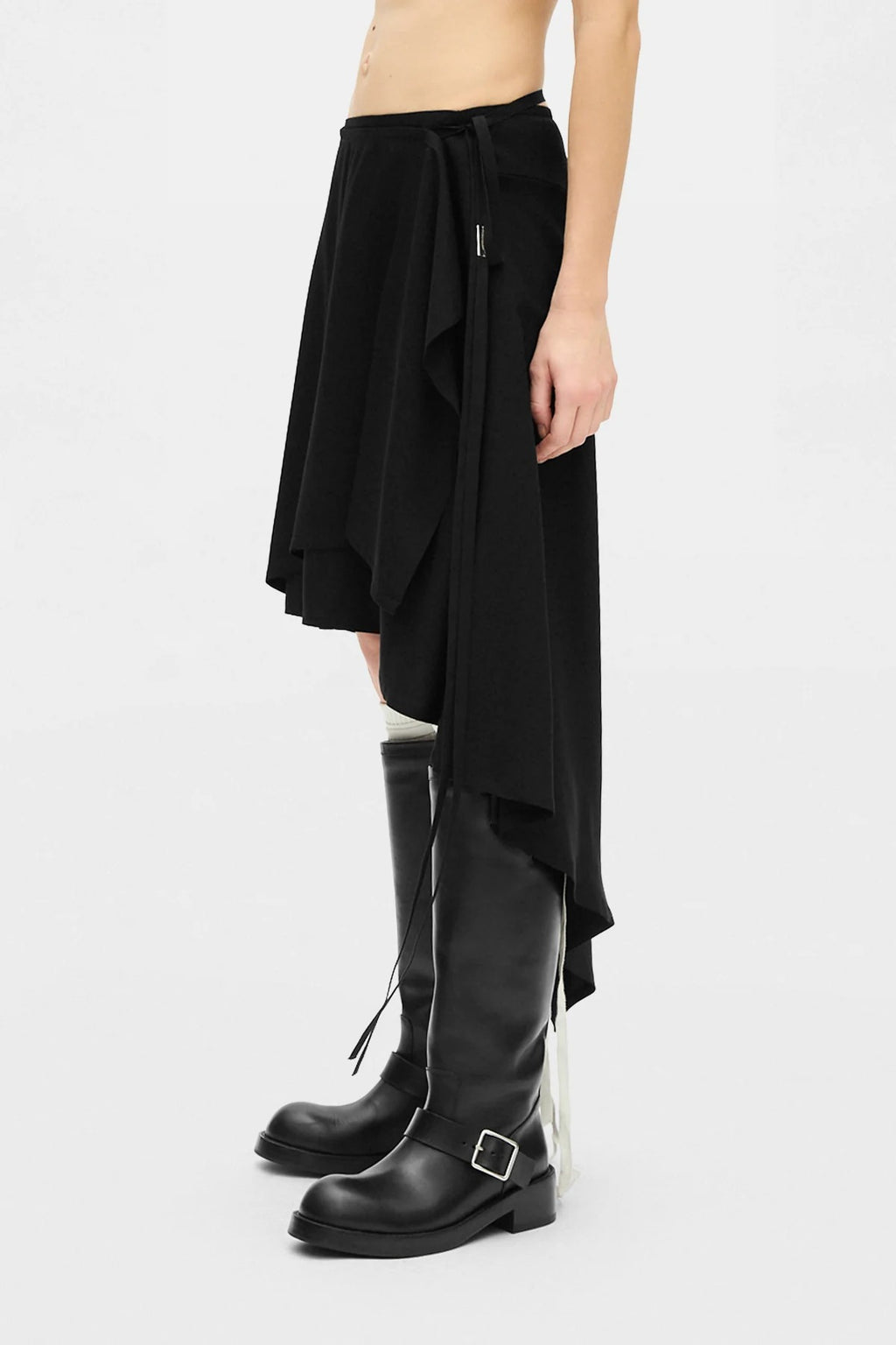 BIRIT ASYMMETRICAL WRAP SKIRT BLACK