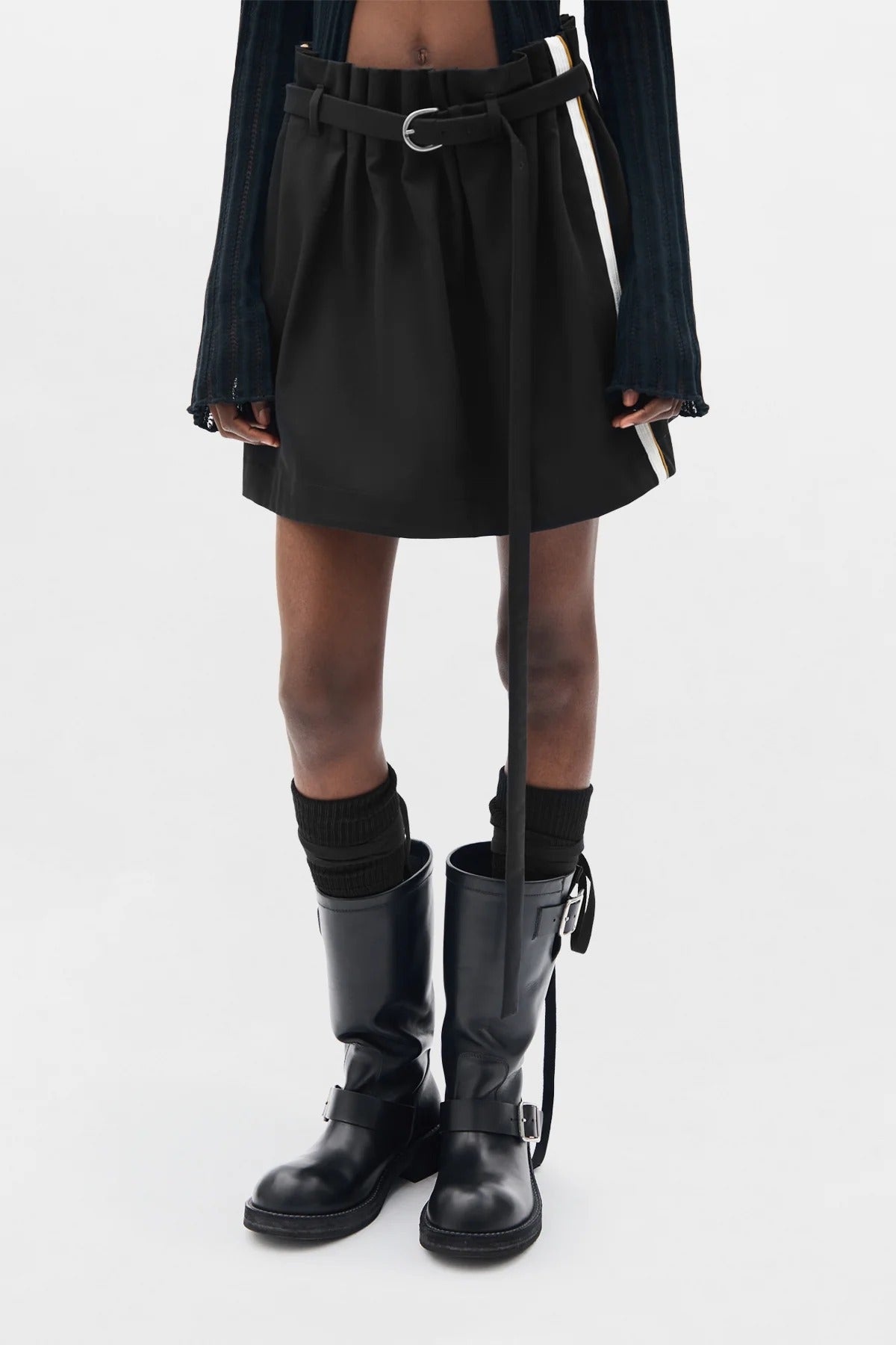 HAGA PLEATED MINISKIRT WITH BELT BLACK