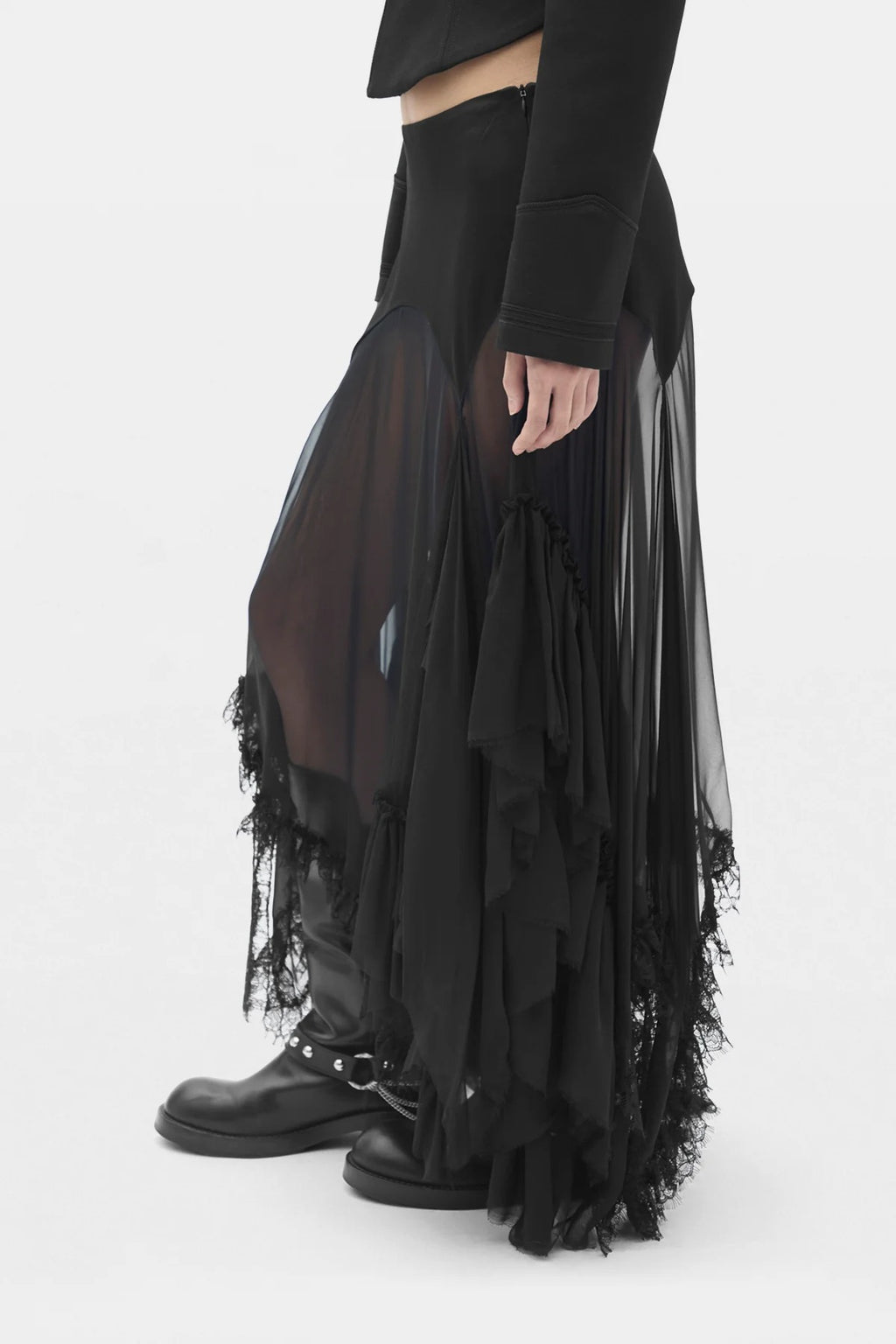 AINA MIDI PANEL SKIRT BLACK