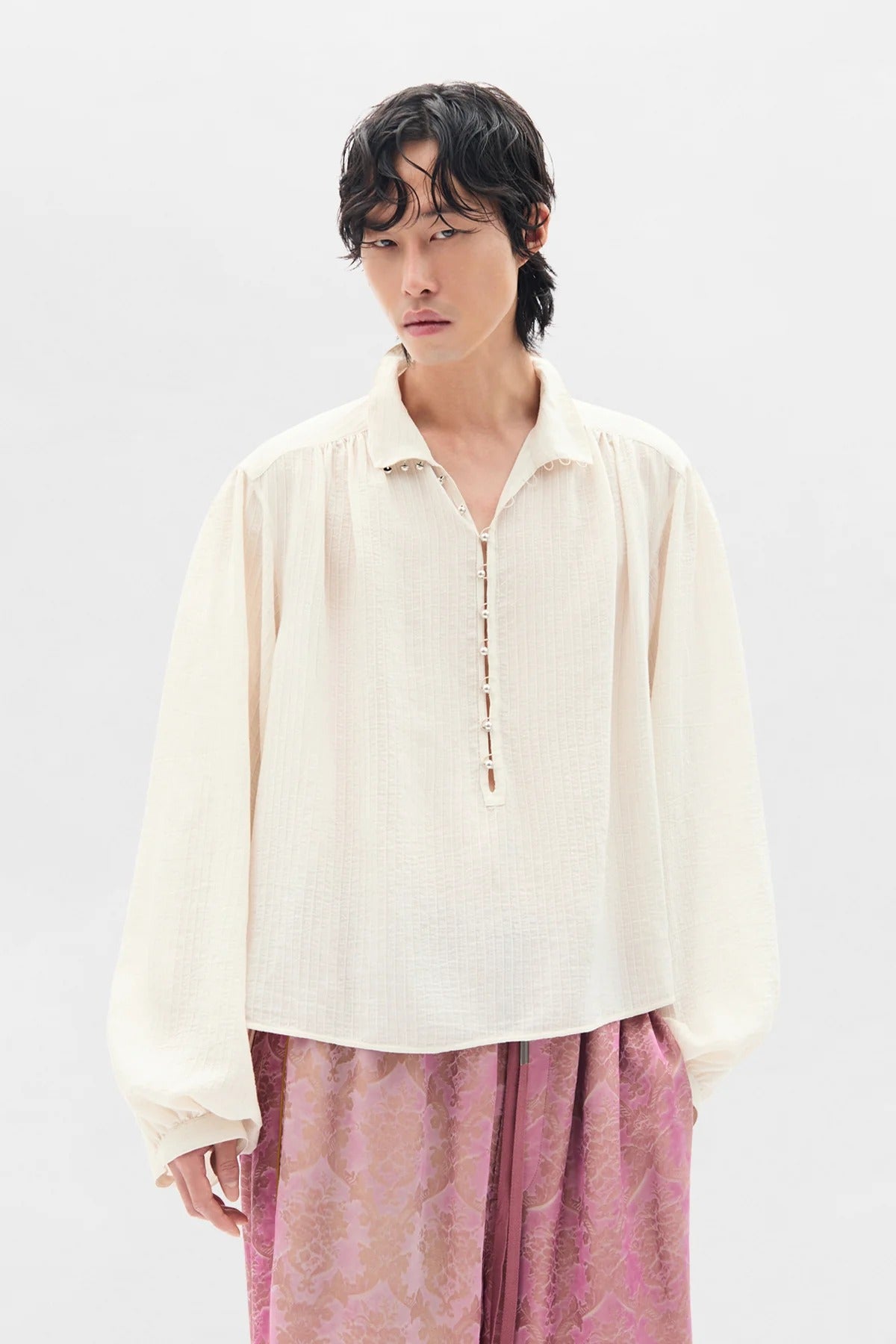 THORALD HIGH COMFORT CROPPED SERAFINO TOP CHALK