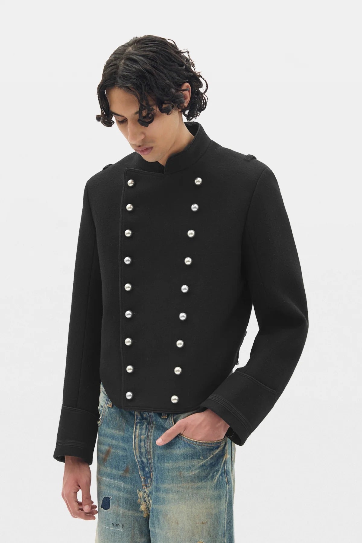 NOA DOUBLE BREASTED CROPPED MARSINA JACKET BLACK