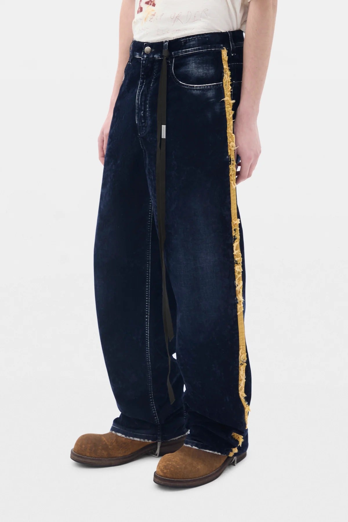 HANNO 5-POCKETS TROUSERS W/ SIDE BANDS NAVY