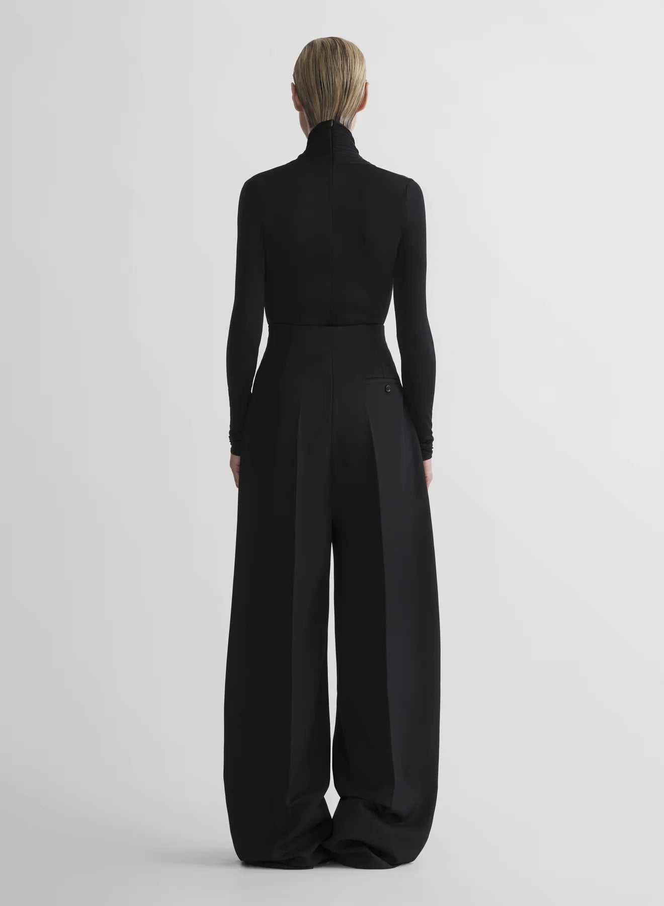 HIGH WAIST MASCULINE STRAIGHT PANTS BLACK