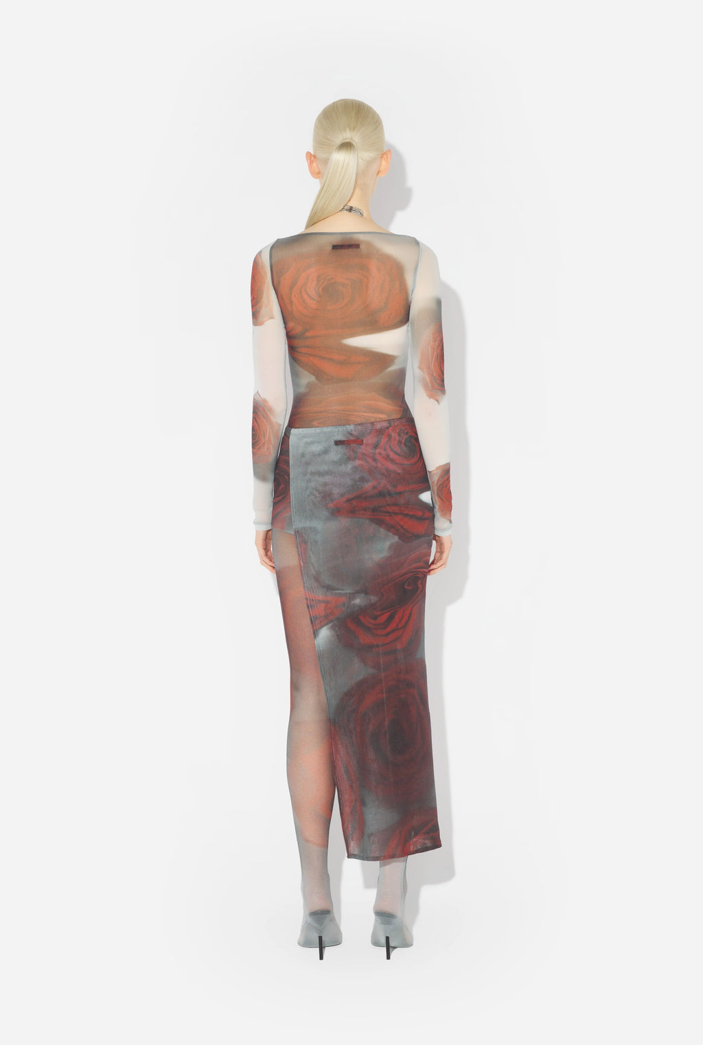 MESH MINI SHORT W/ SKIRT "BLURRY ROSES"