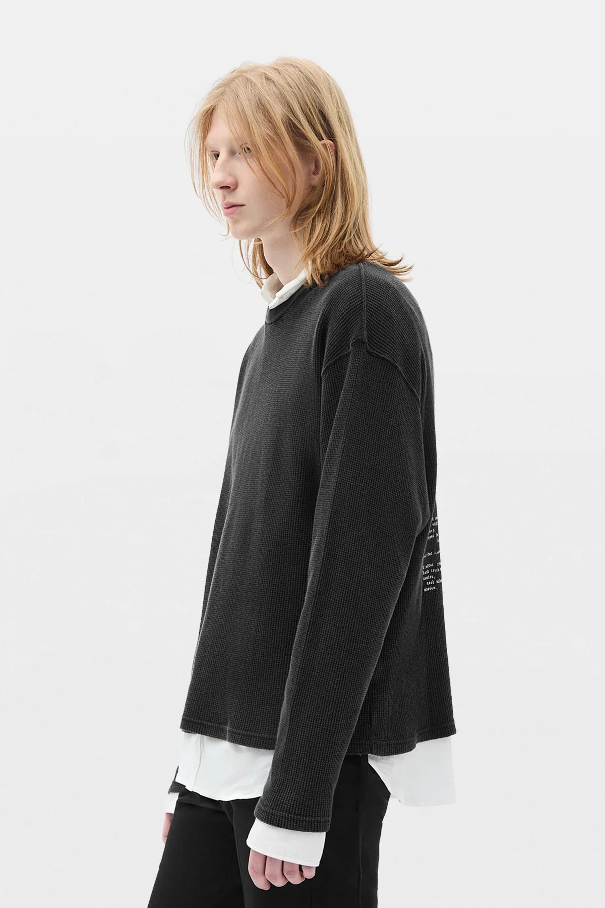 EMIL WAFFLE JERSEY T-SHIRT "THE VELVET EVENING" FADED BLACK