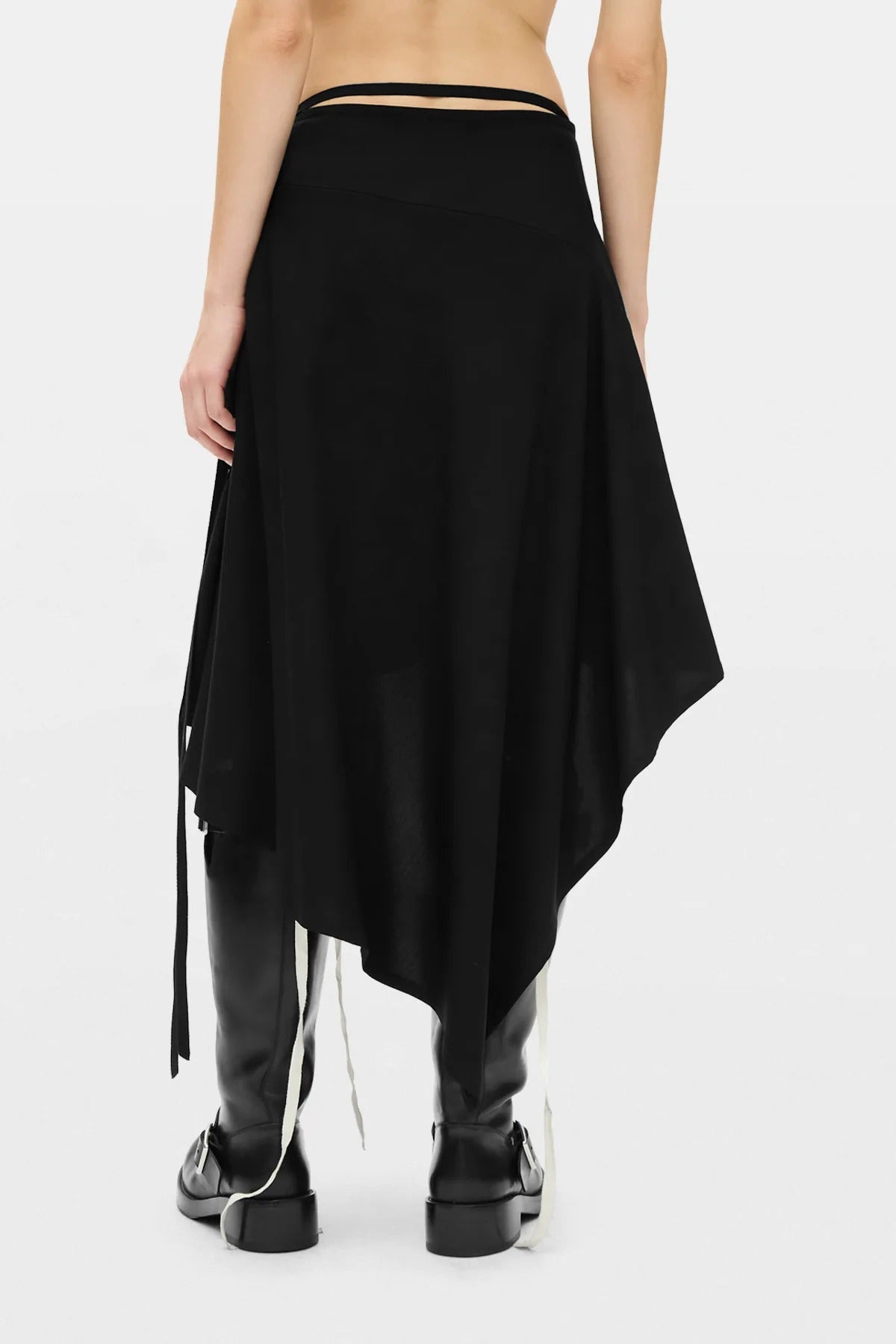 BIRIT ASYMMETRICAL WRAP SKIRT BLACK