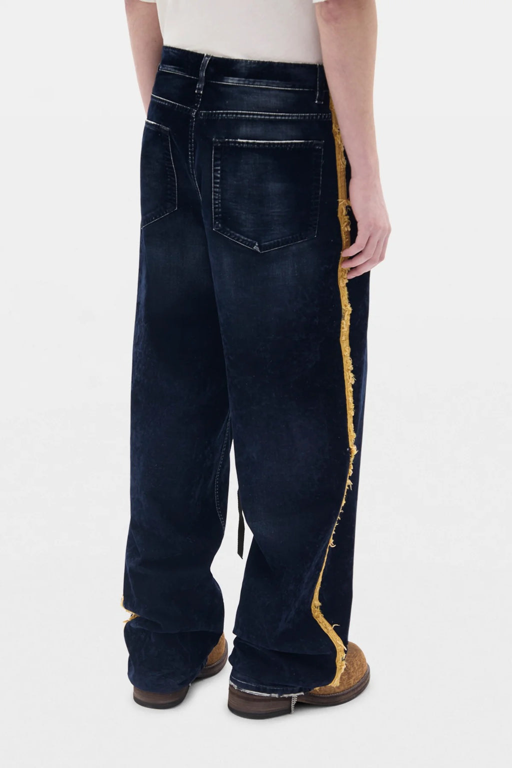 HANNO 5-POCKETS TROUSERS W/ SIDE BANDS NAVY