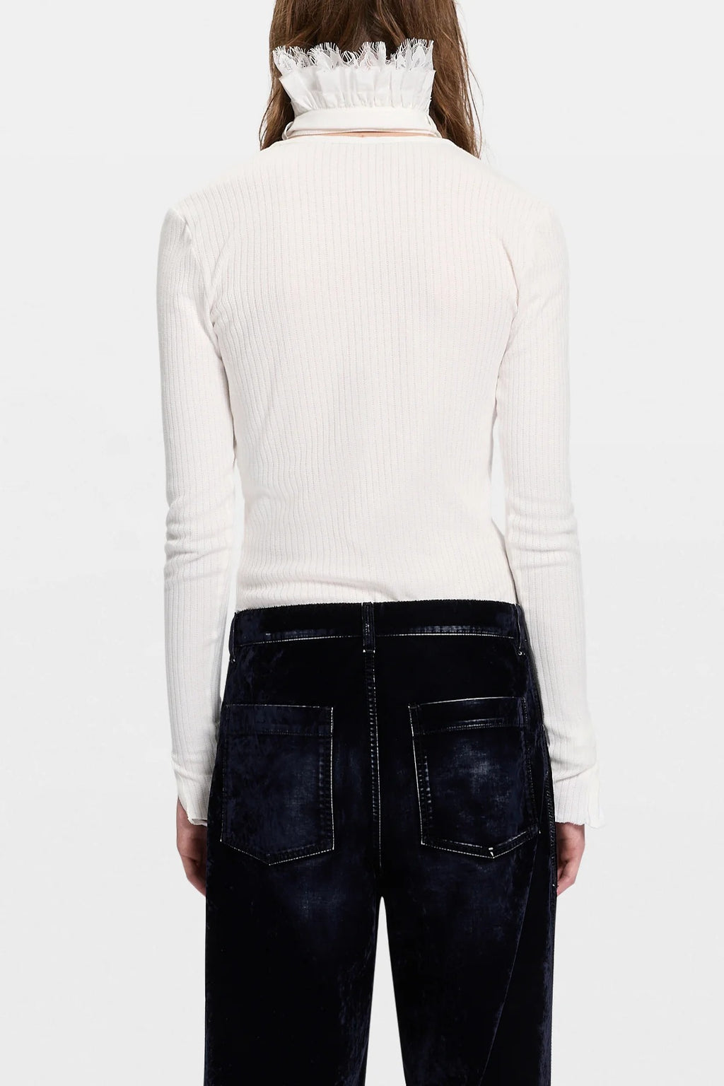 TOSTEN LACE RUFFLED COLLAR NATURAL WHITE