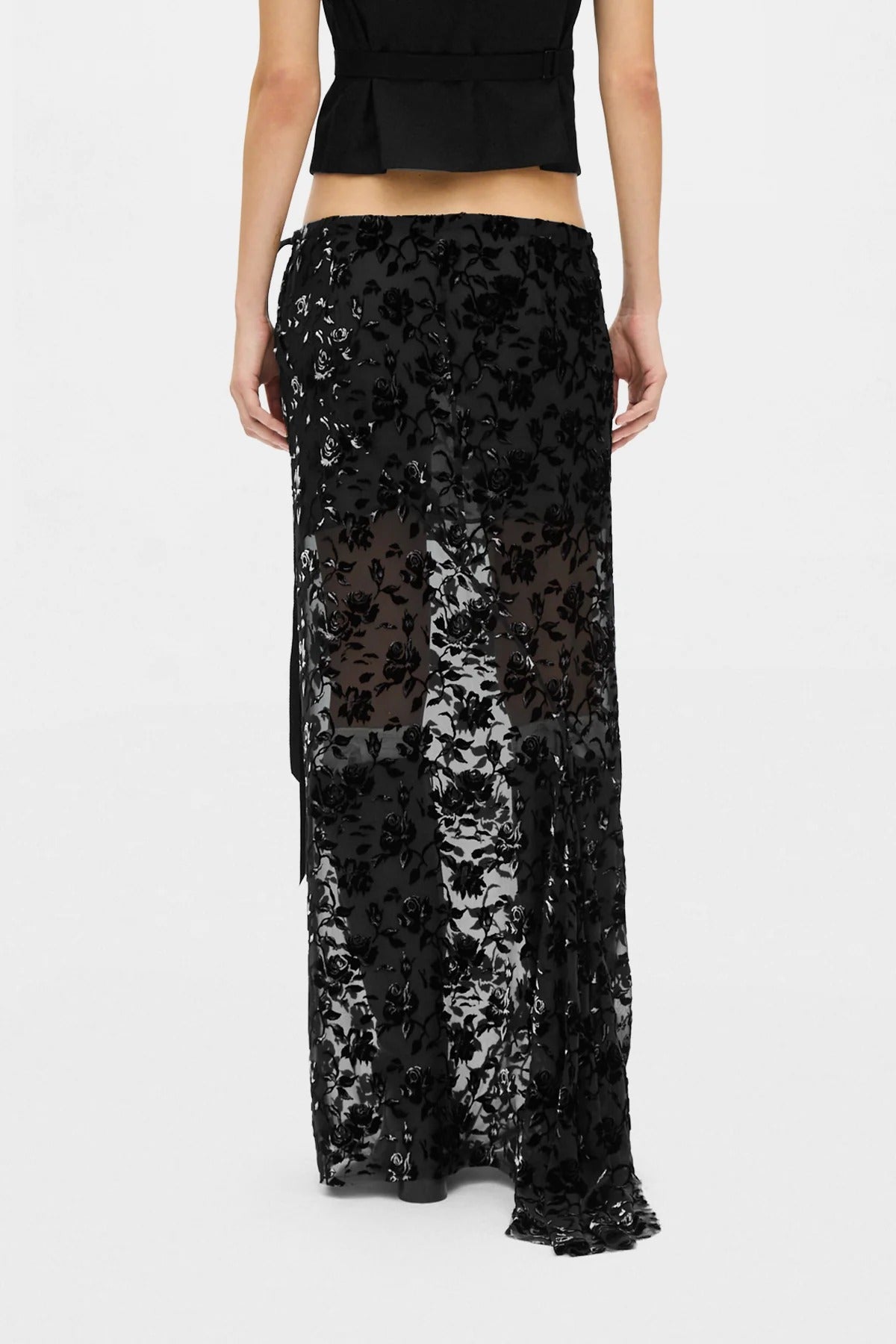 EVELINE BIAS SKIRT ROSES DEVORÉ VELVET
