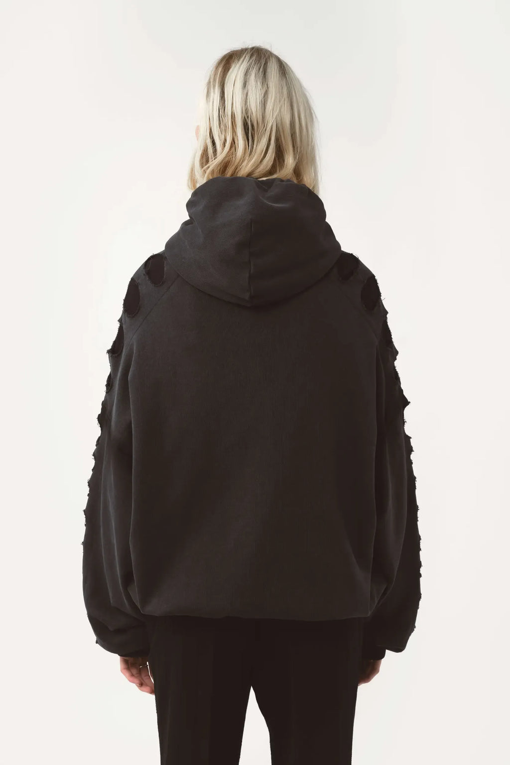 SHOULDERLESS HOODIE CUT AV-LOGO BLACK