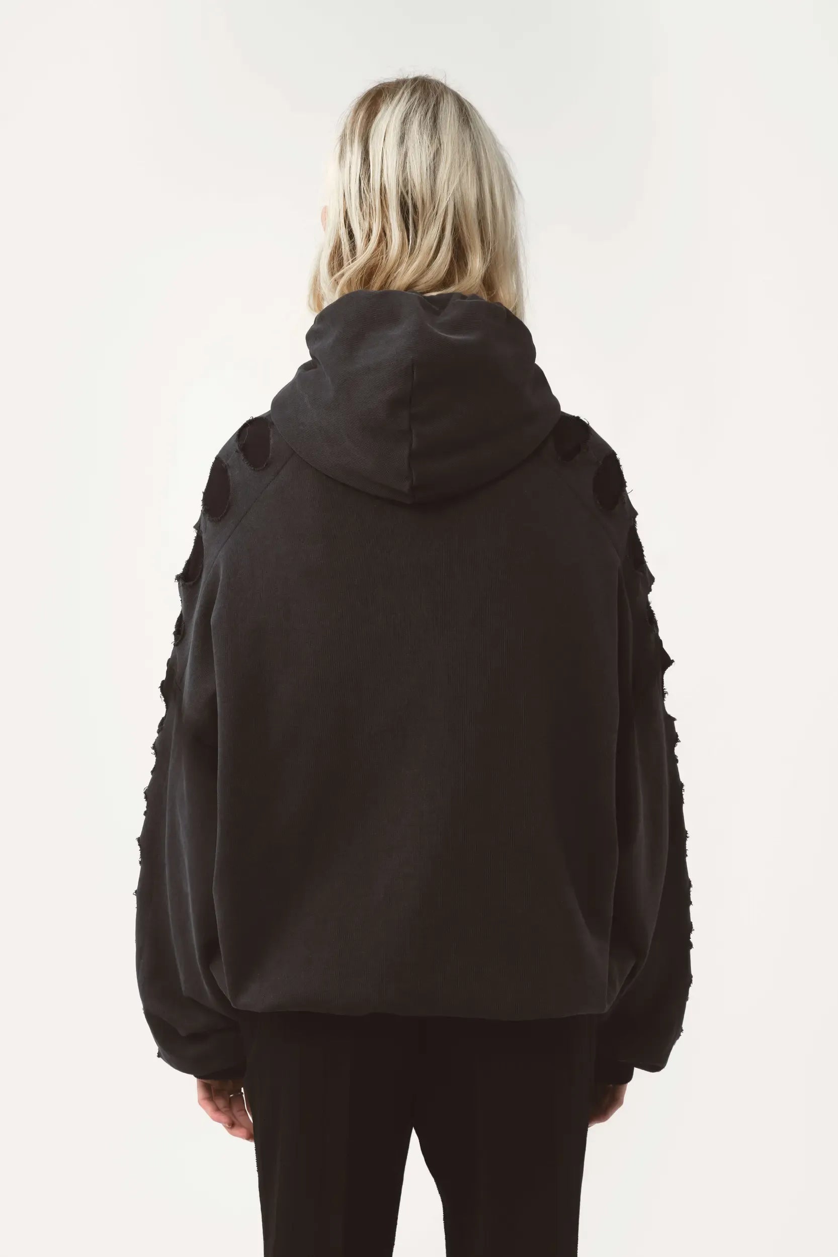 SHOULDERLESS HOODIE CUT AV-LOGO BLACK