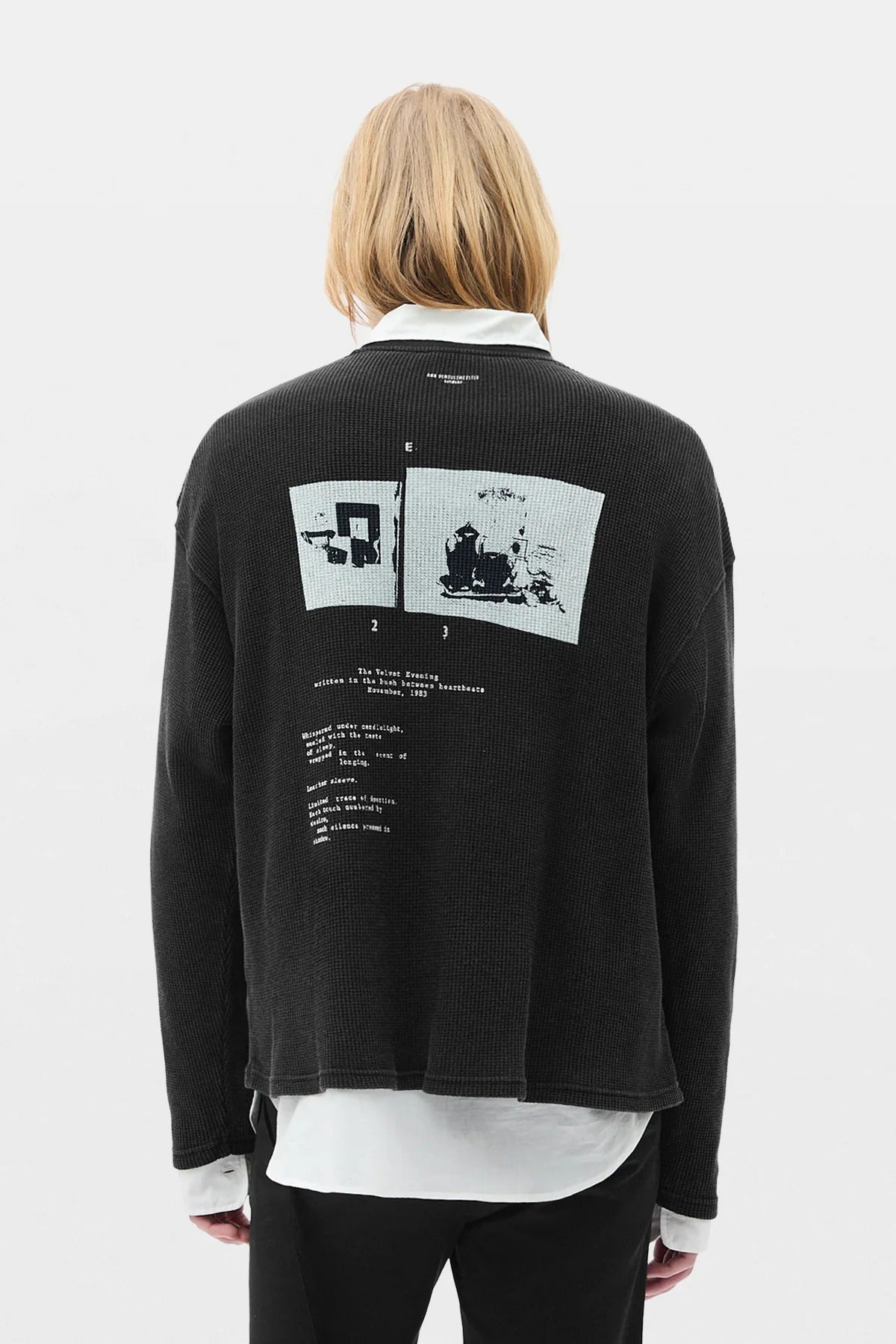 EMIL WAFFLE JERSEY T-SHIRT "THE VELVET EVENING" FADED BLACK