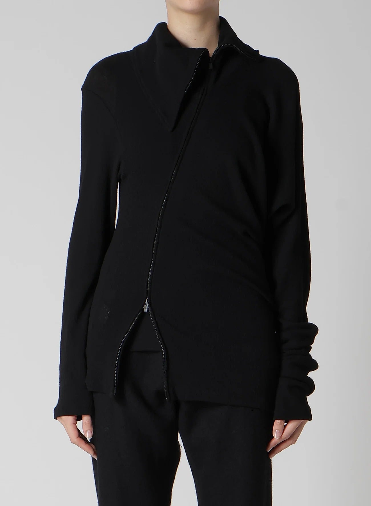 DRAPED TURTLE NECK CARDIGAN