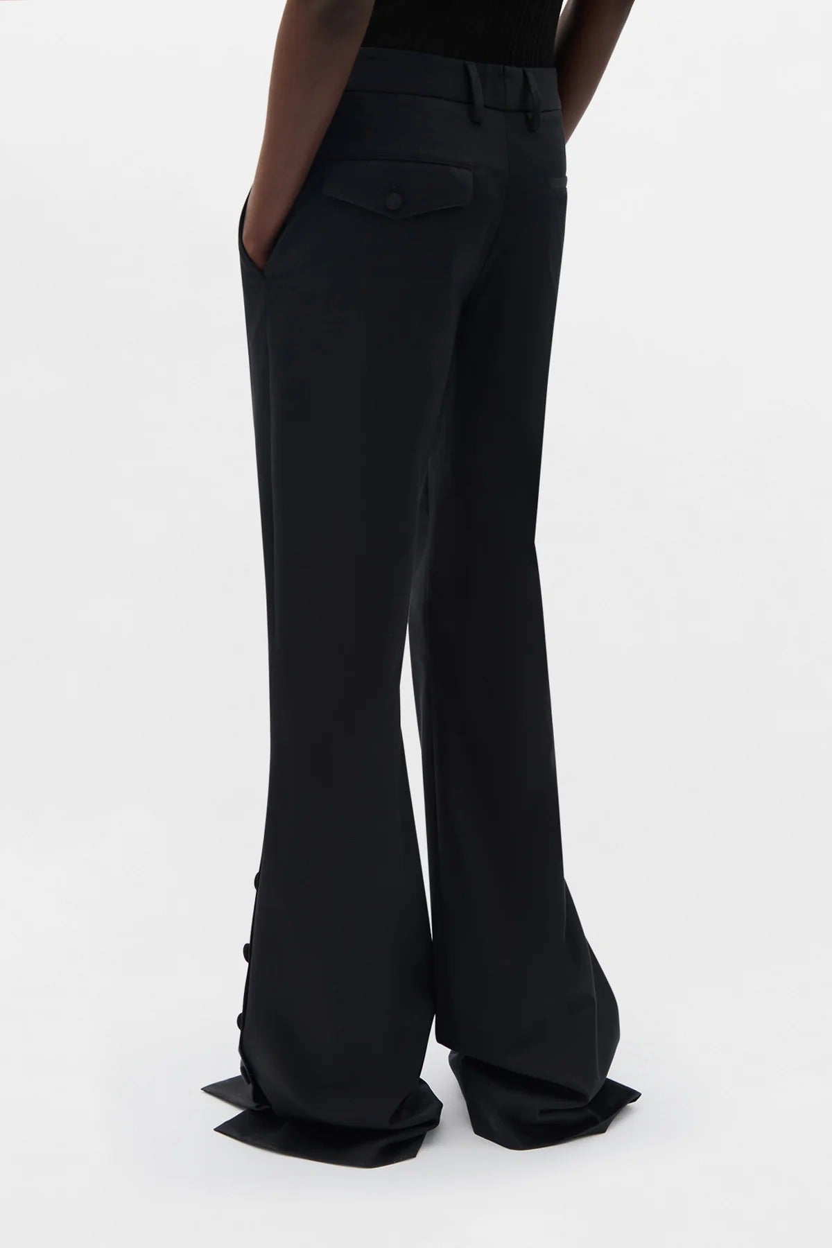ENYA SLIM FIT BOOTCUT TROUSERS WITH BUTTON CLOSURE SLITS BLACK
