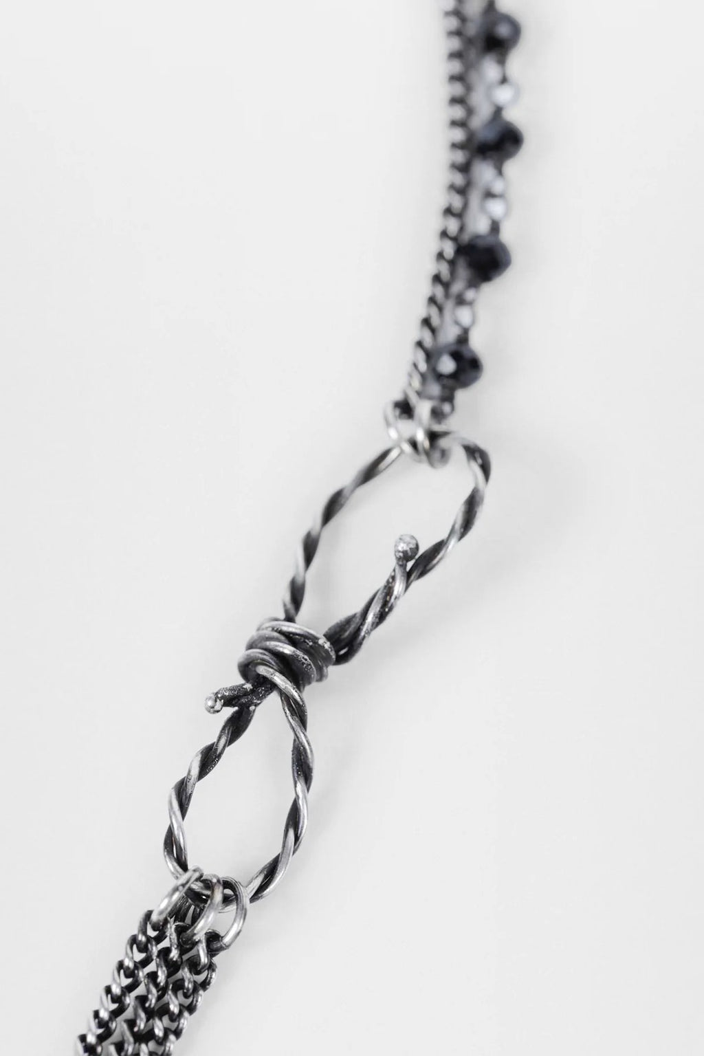 AFSAR BEADED NECKLACE WITH FEATHERS ANTIQUE SILVER