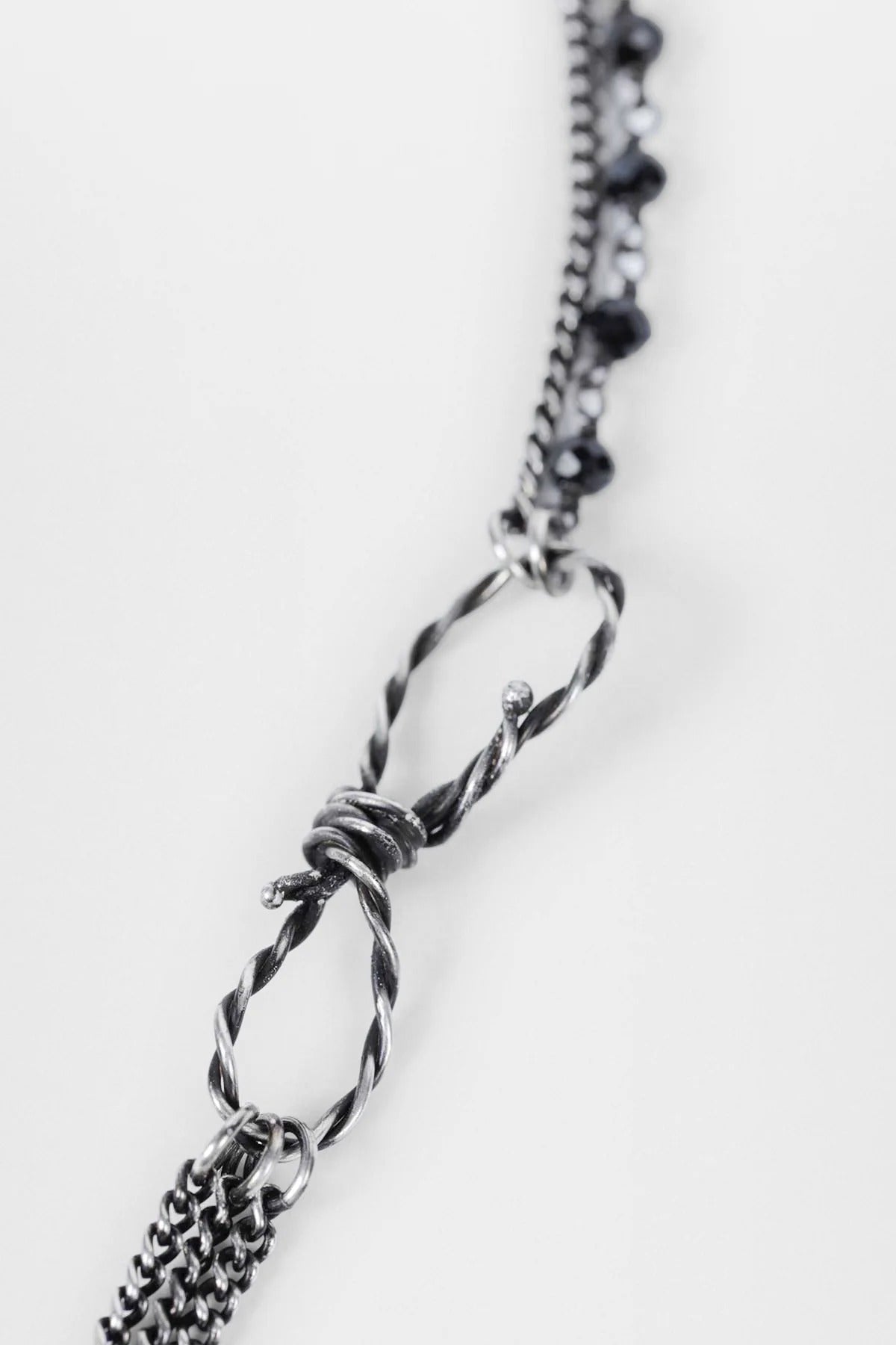 AFSAR BEADED NECKLACE WITH FEATHERS ANTIQUE SILVER
