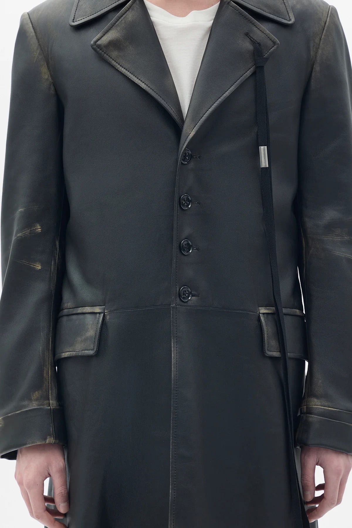 AILO X-LONG BELTED COAT BLACK/NUDE
