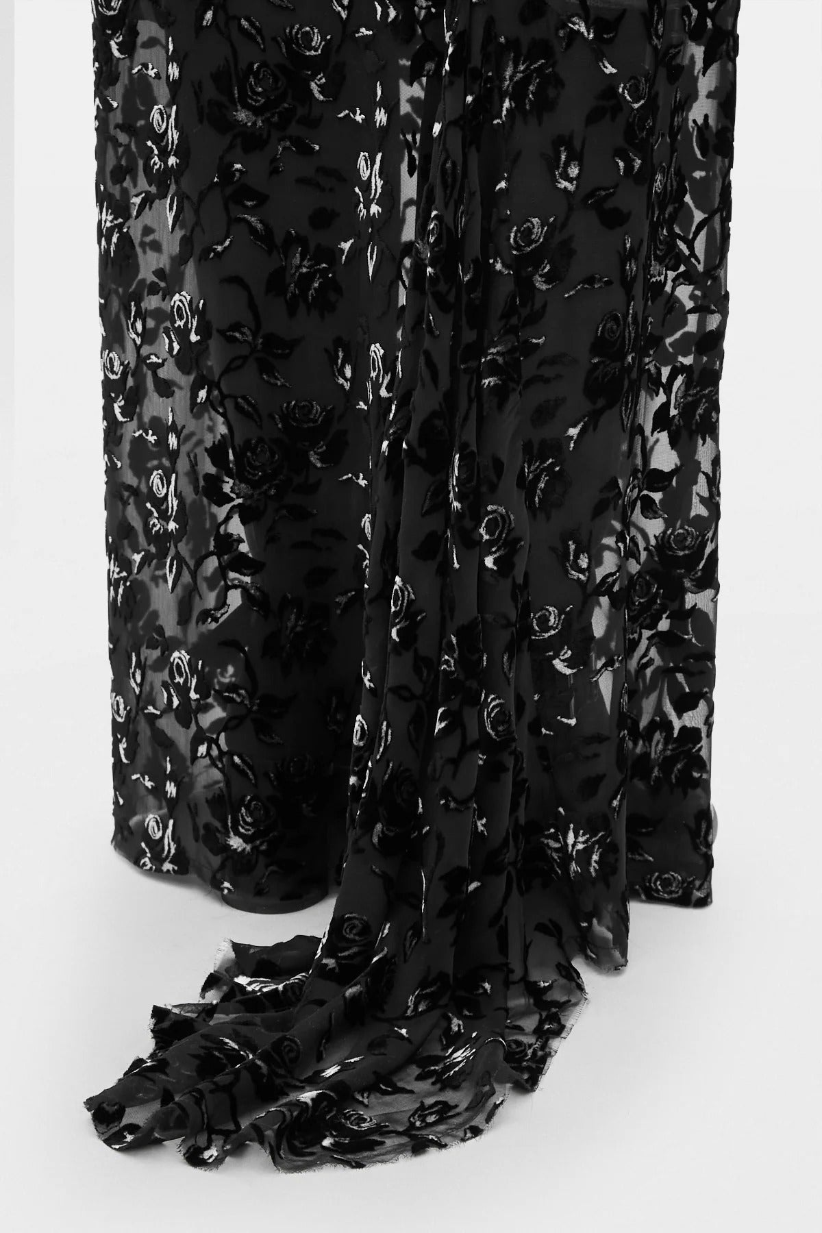EVELINE BIAS SKIRT ROSES DEVORÉ VELVET