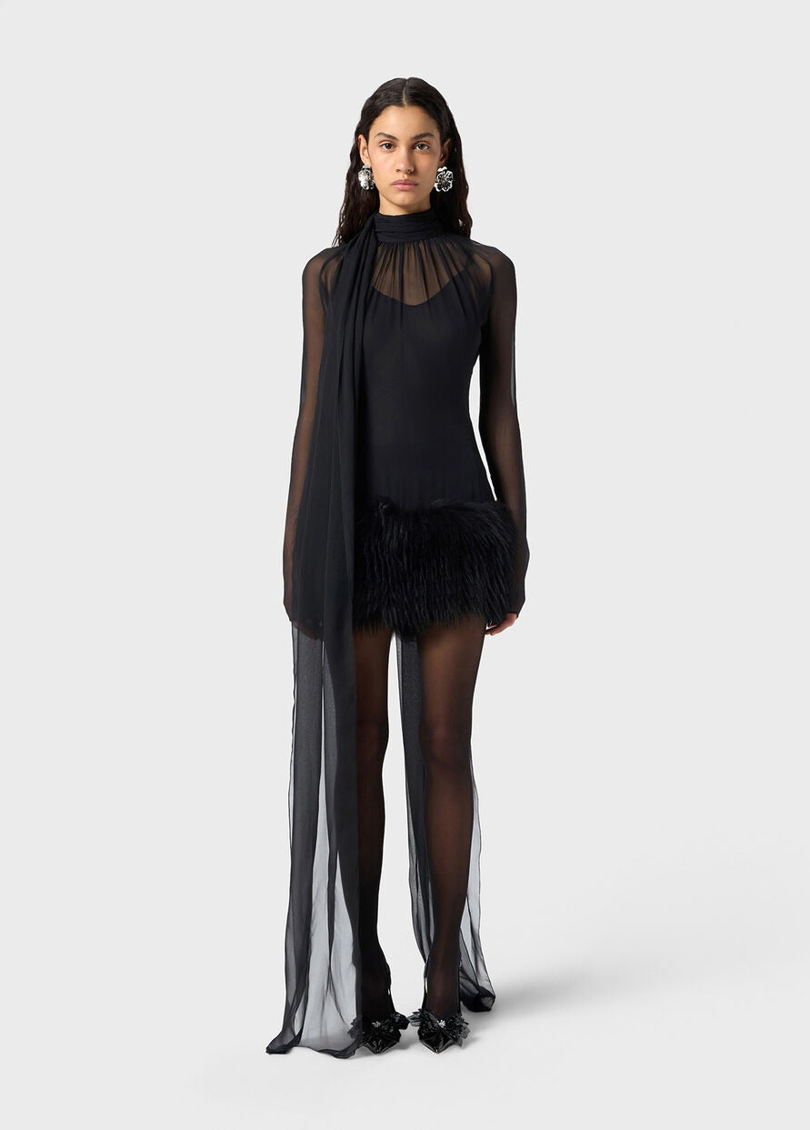 GEORG DRESS W/FUR