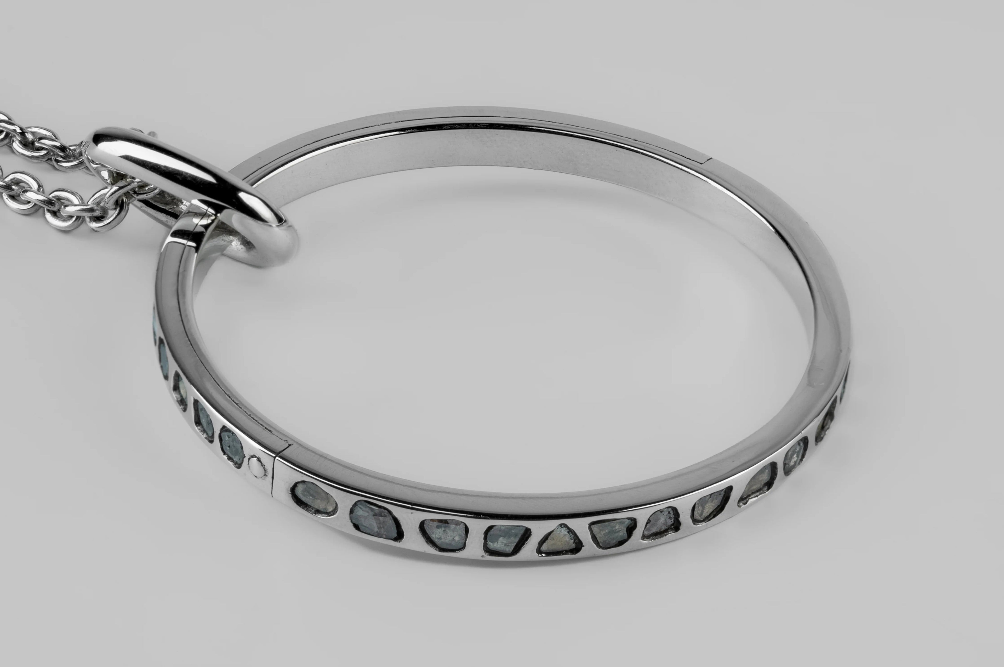 Portal Necklace v3 (Medium, Full Mega Pavé, Blue Diamond Slabs, PA+BDIA)