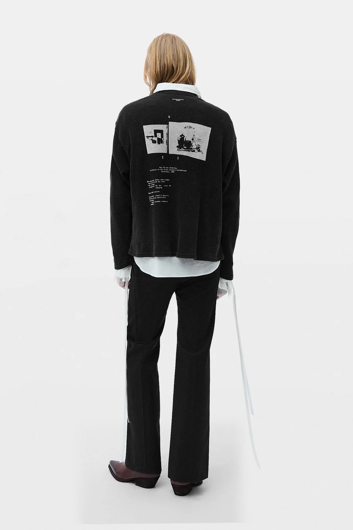 EMIL WAFFLE JERSEY T-SHIRT "THE VELVET EVENING" FADED BLACK