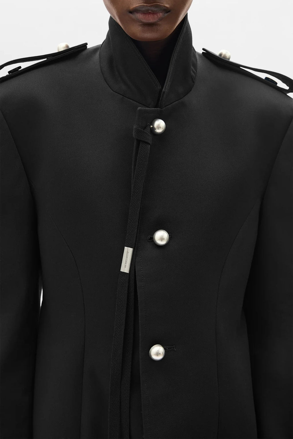 FENA HYBRID OVERCOAT WITH SILK CREPONNE FLUID PANELS BLACK