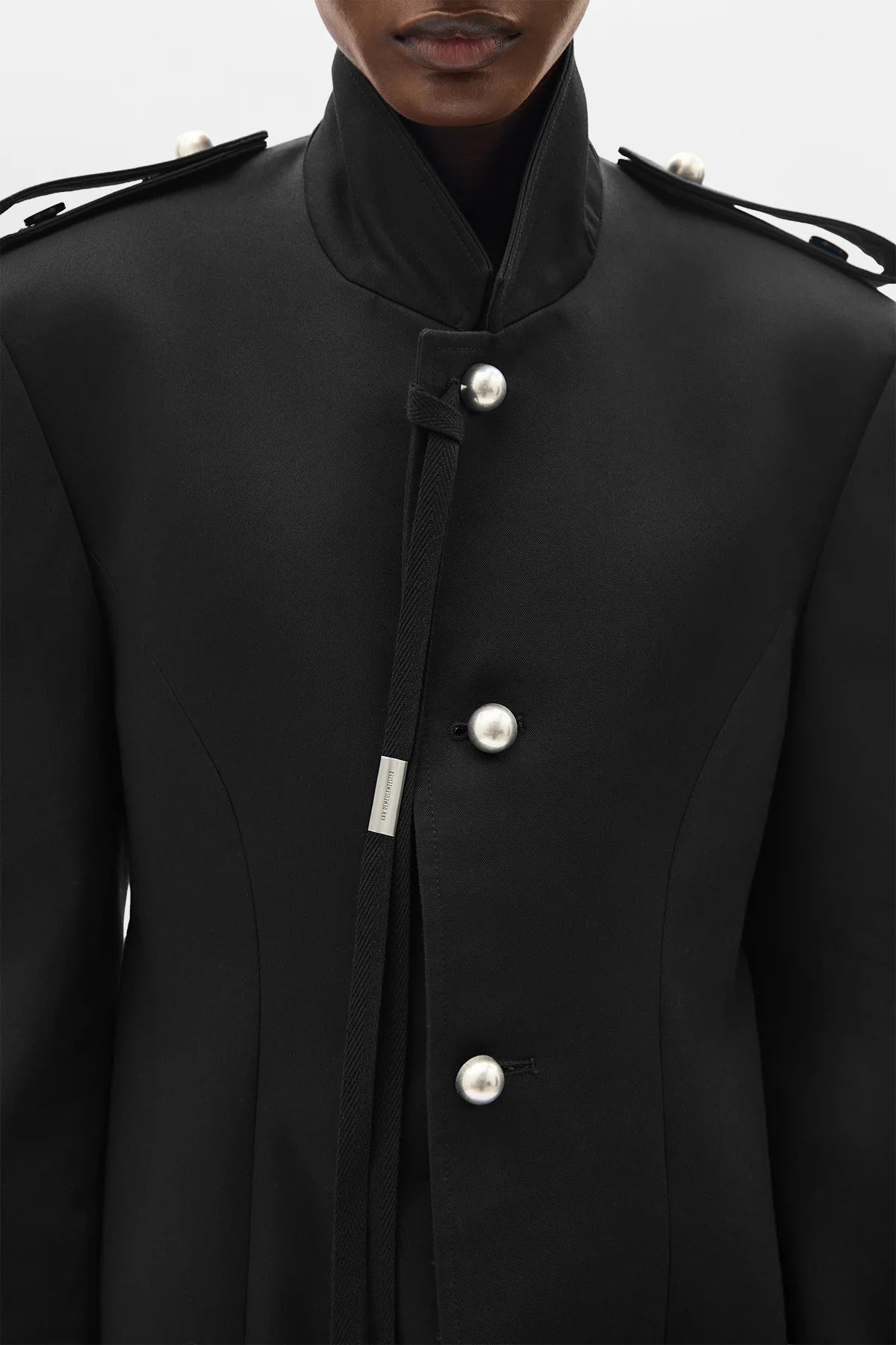 FENA HYBRID OVERCOAT WITH SILK CREPONNE FLUID PANELS BLACK
