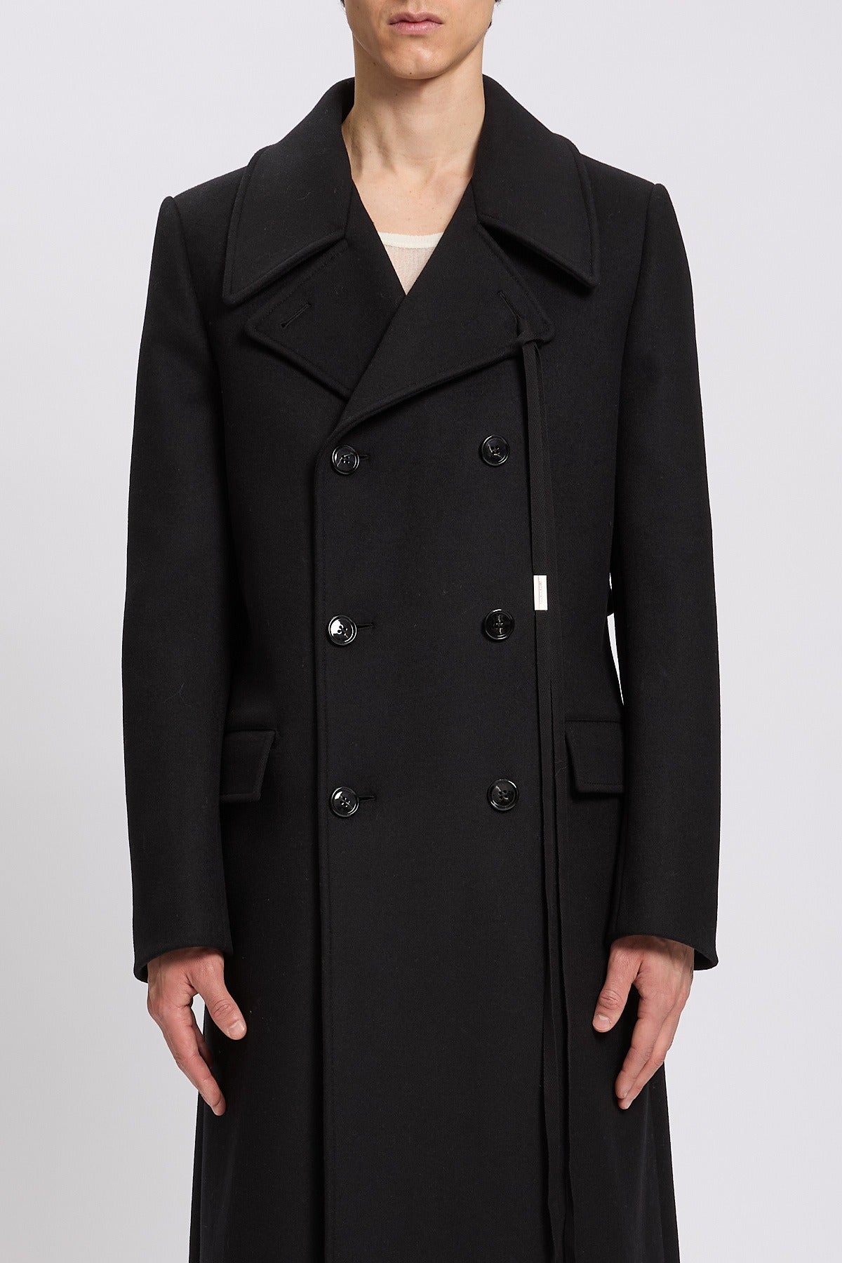 MILES LONG FITTED DOUBLE BREASTED COAT BLACK