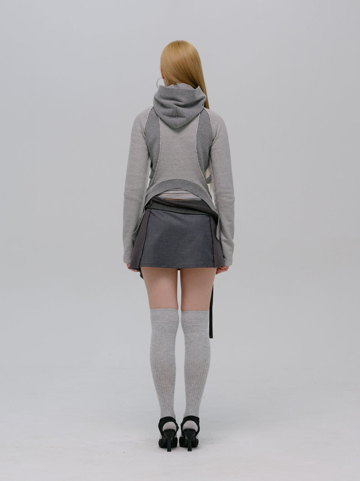 SLASHED ZIP JACKET PALE GREY