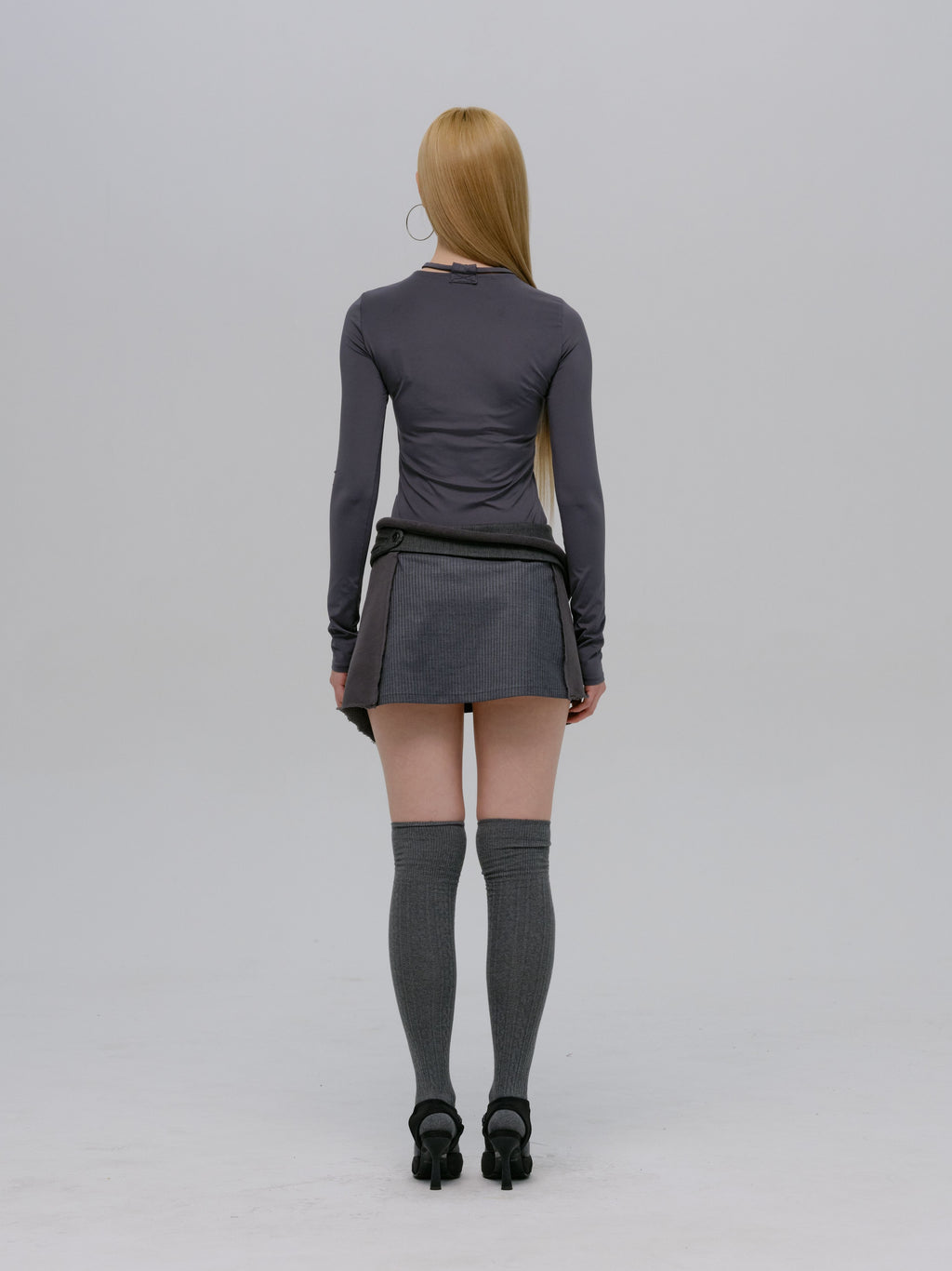 WRAP MINI SKIRT SLATE GREY