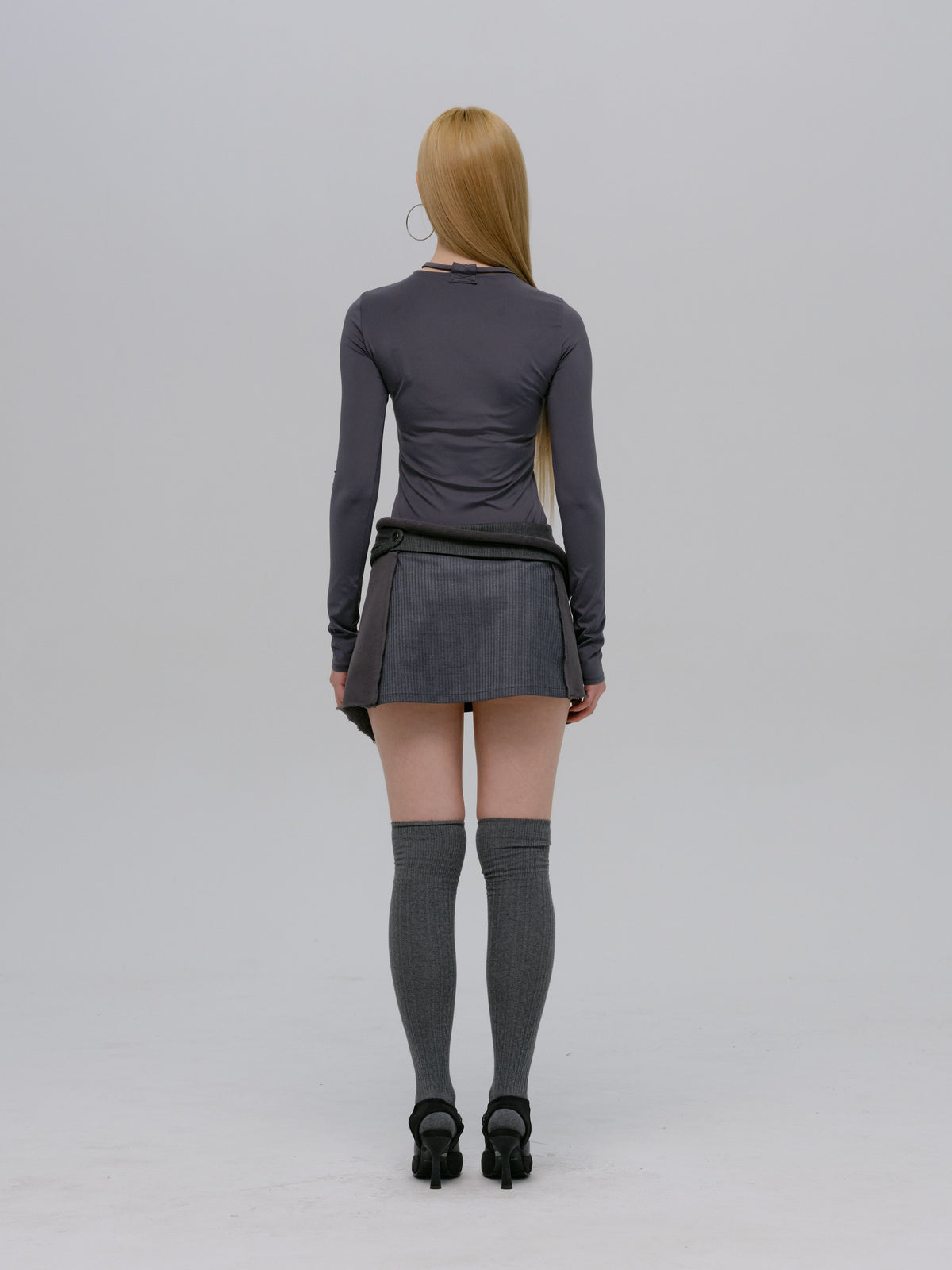 WRAP MINI SKIRT SLATE GREY