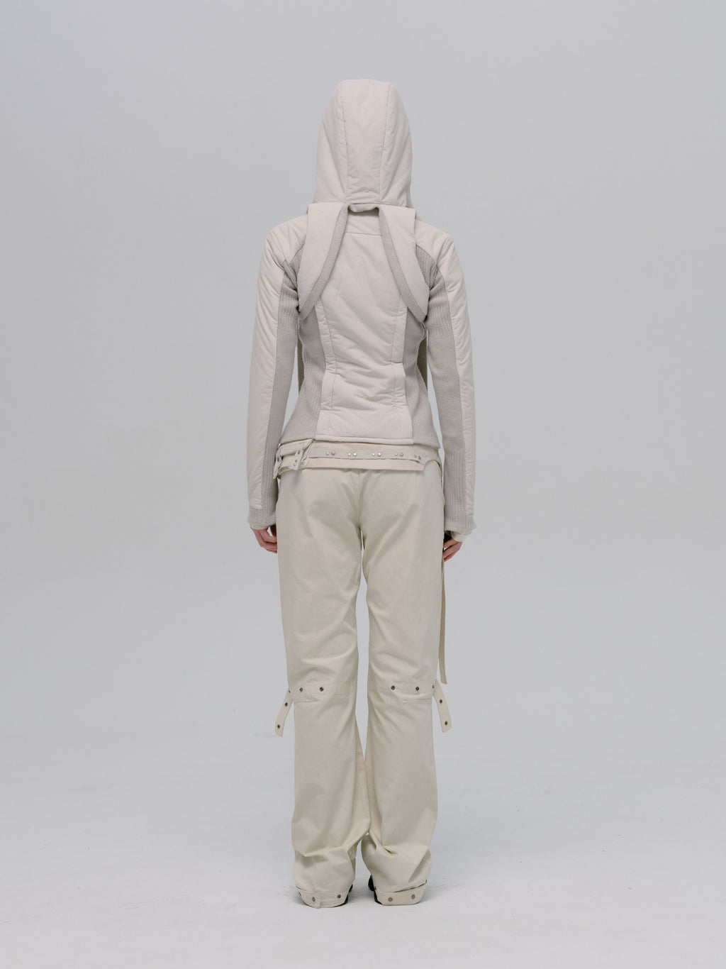 PANELED JACKET w/ HARNESS HOODIE FRENCH GREY