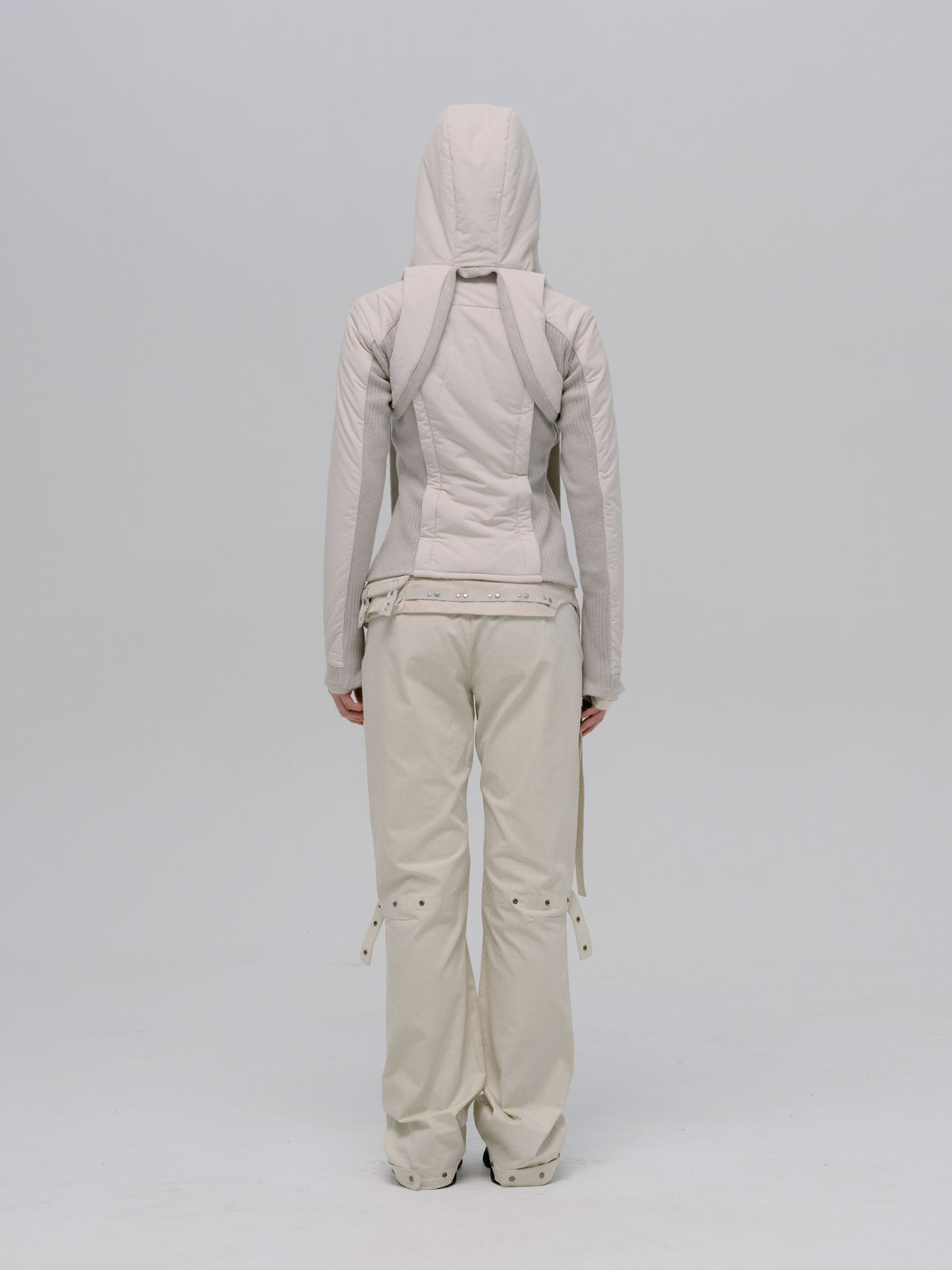 PANELED JACKET w/ HARNESS HOODIE FRENCH GREY