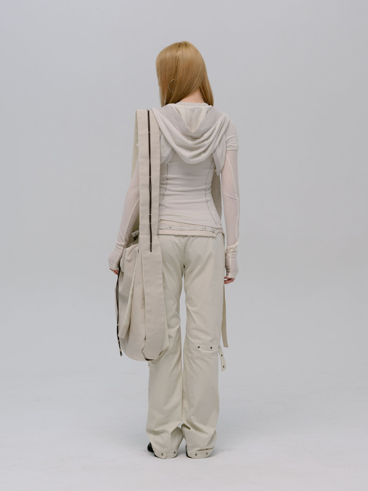 LAYERED T-SHIRT w/ HARNESS HOODIE FRENCH GREY