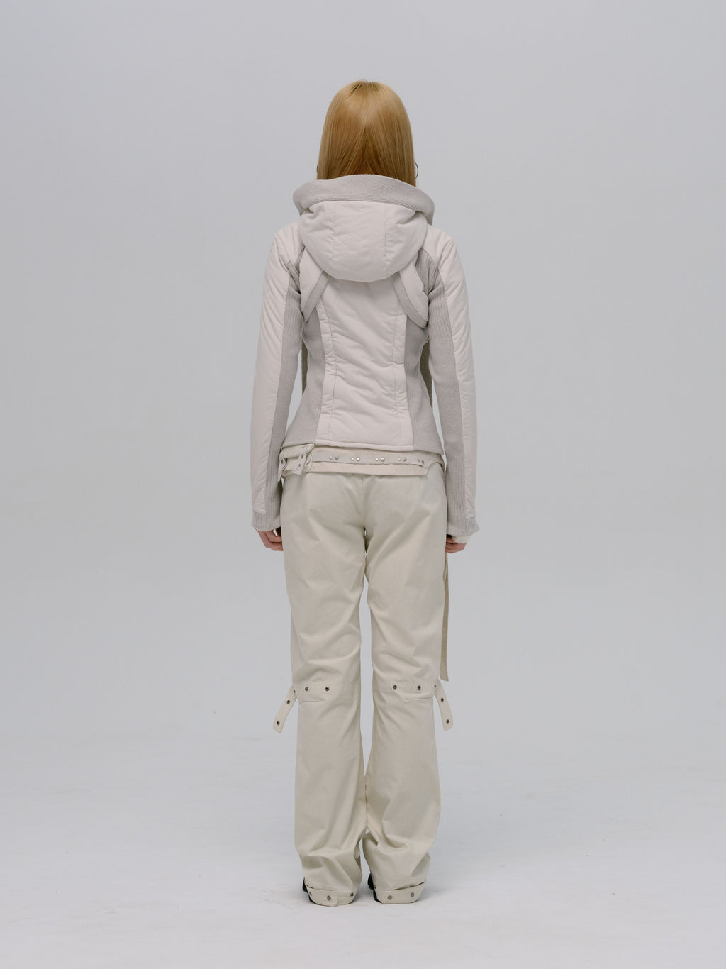 PANELED JACKET w/ HARNESS HOODIE FRENCH GREY