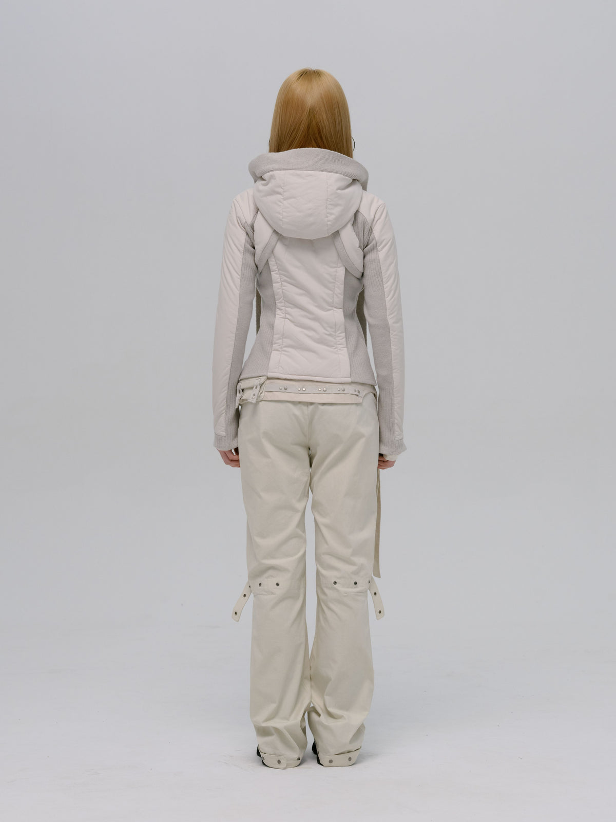 PANELED JACKET w/ HARNESS HOODIE FRENCH GREY