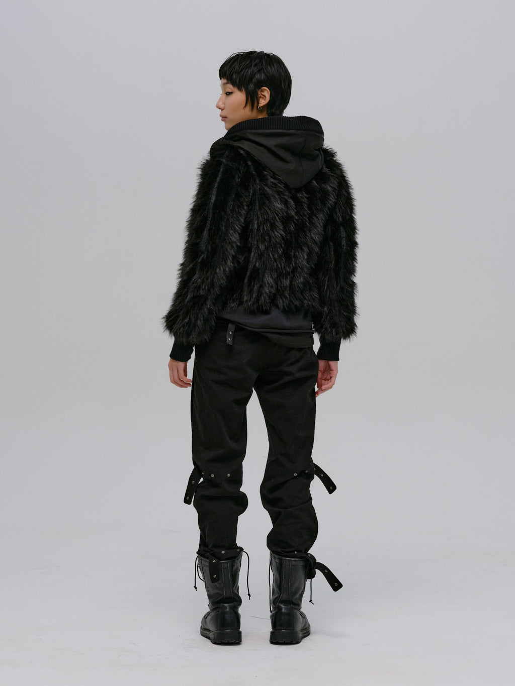REVERSIBLE FUR JACKET BLACK