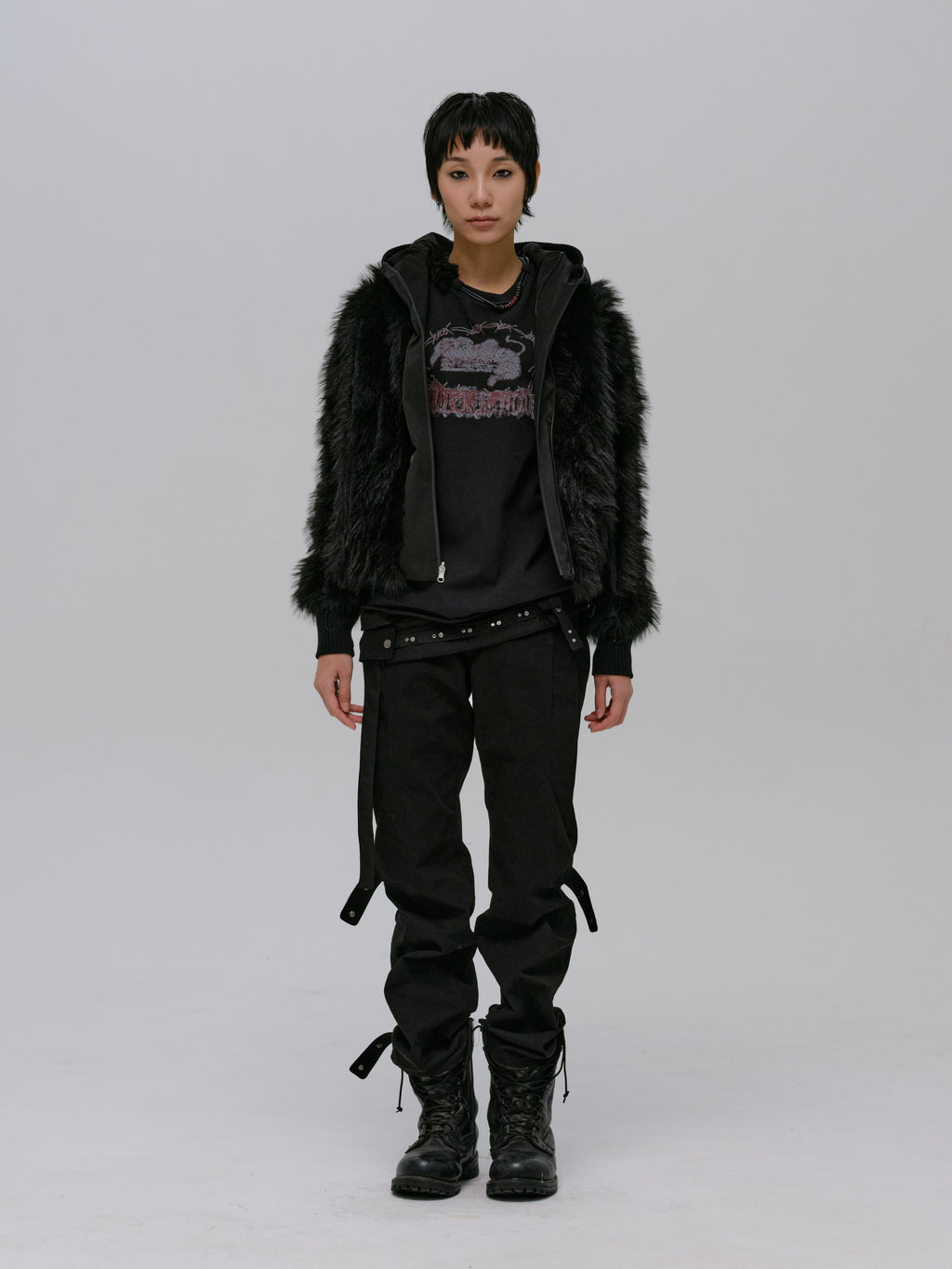 REVERSIBLE FUR JACKET BLACK