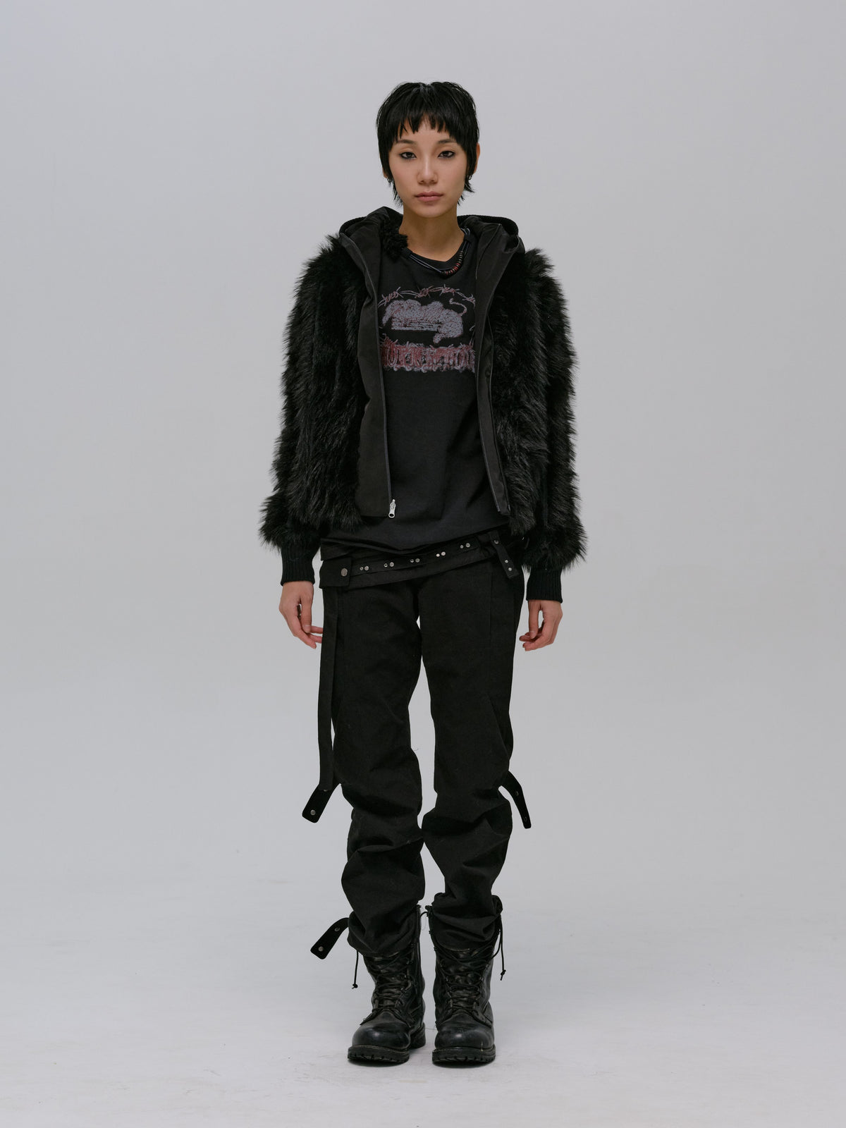 REVERSIBLE FUR JACKET BLACK
