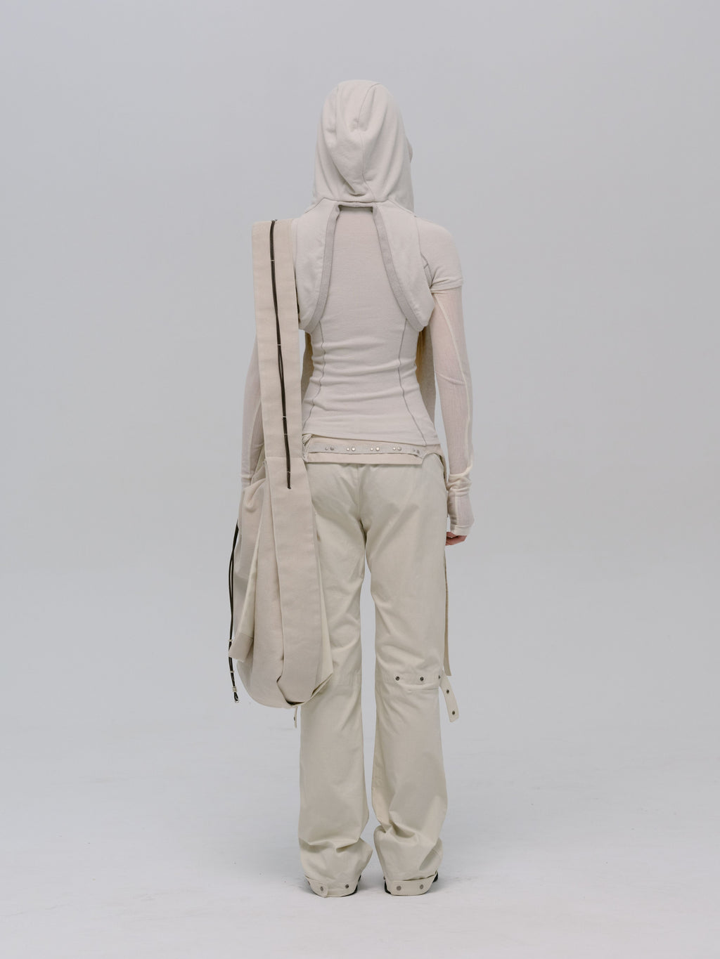 LAYERED T-SHIRT w/ HARNESS HOODIE FRENCH GREY