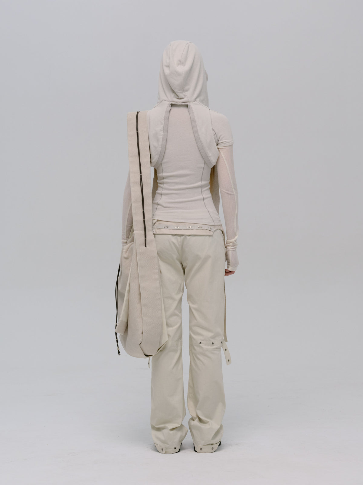 LAYERED T-SHIRT w/ HARNESS HOODIE FRENCH GREY