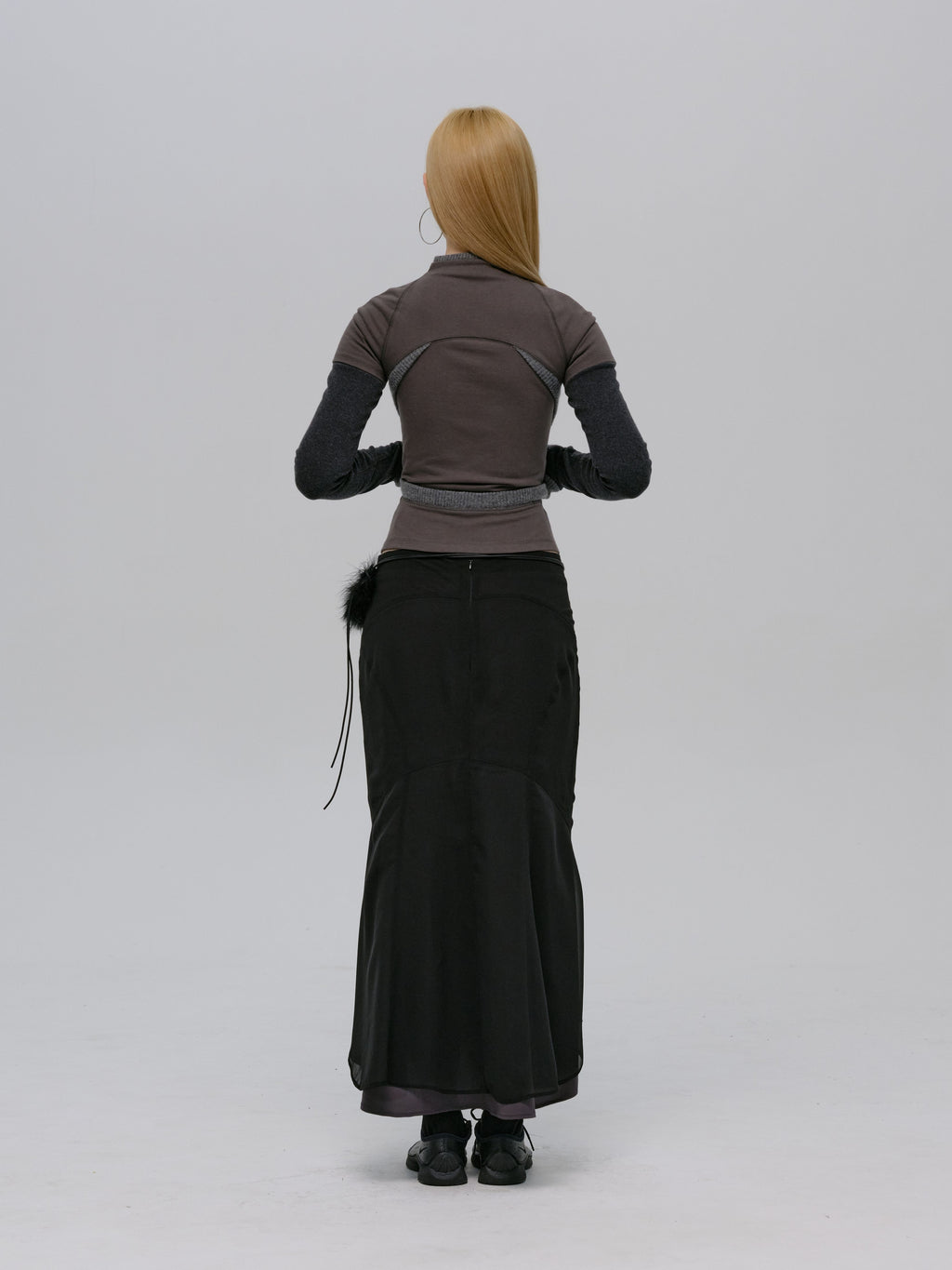 LAYERED ZIP TOP SMOKY GREY
