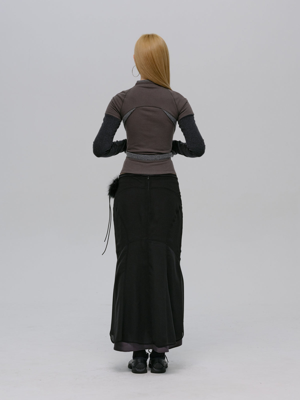 LAYERED ZIP TOP SMOKY GREY